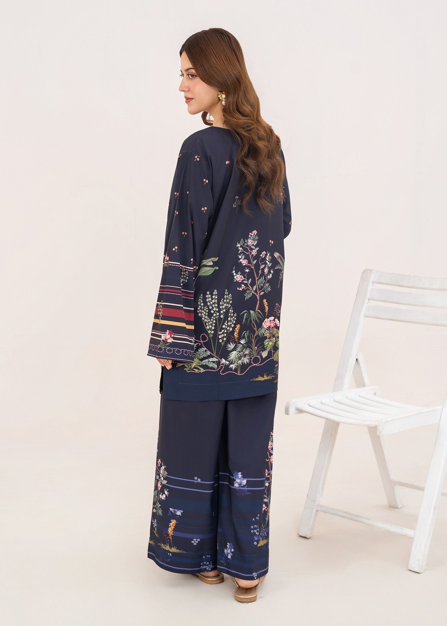 poly lawn Co Ord Sets in Navy blue