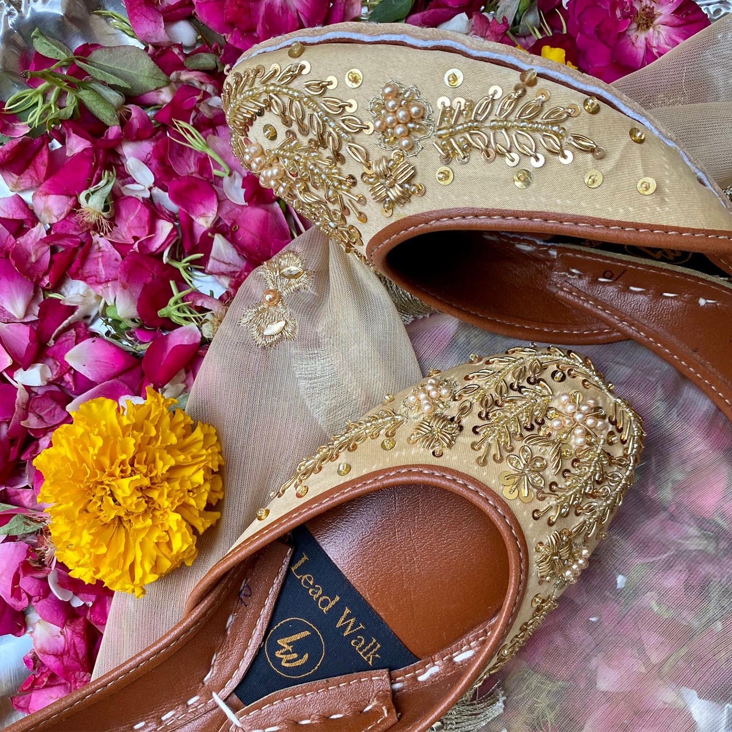 Khussa in Gold by - High Quality Women Khussa BPI2411