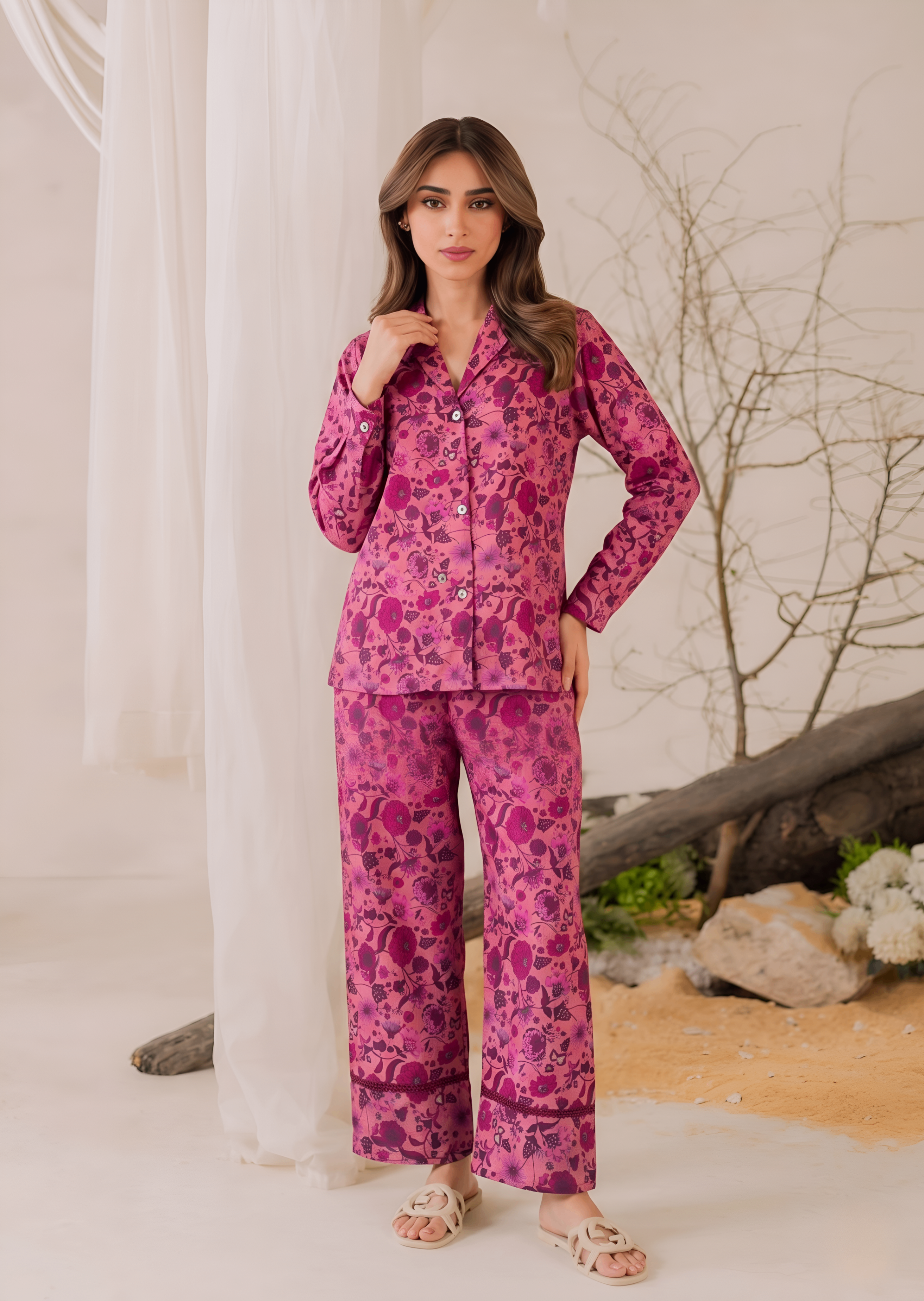 linen Co Ord Sets in Magenta