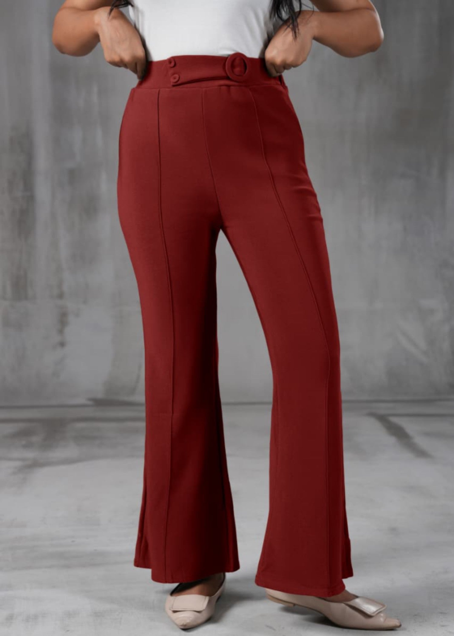 polyester Trousers in Burgundy