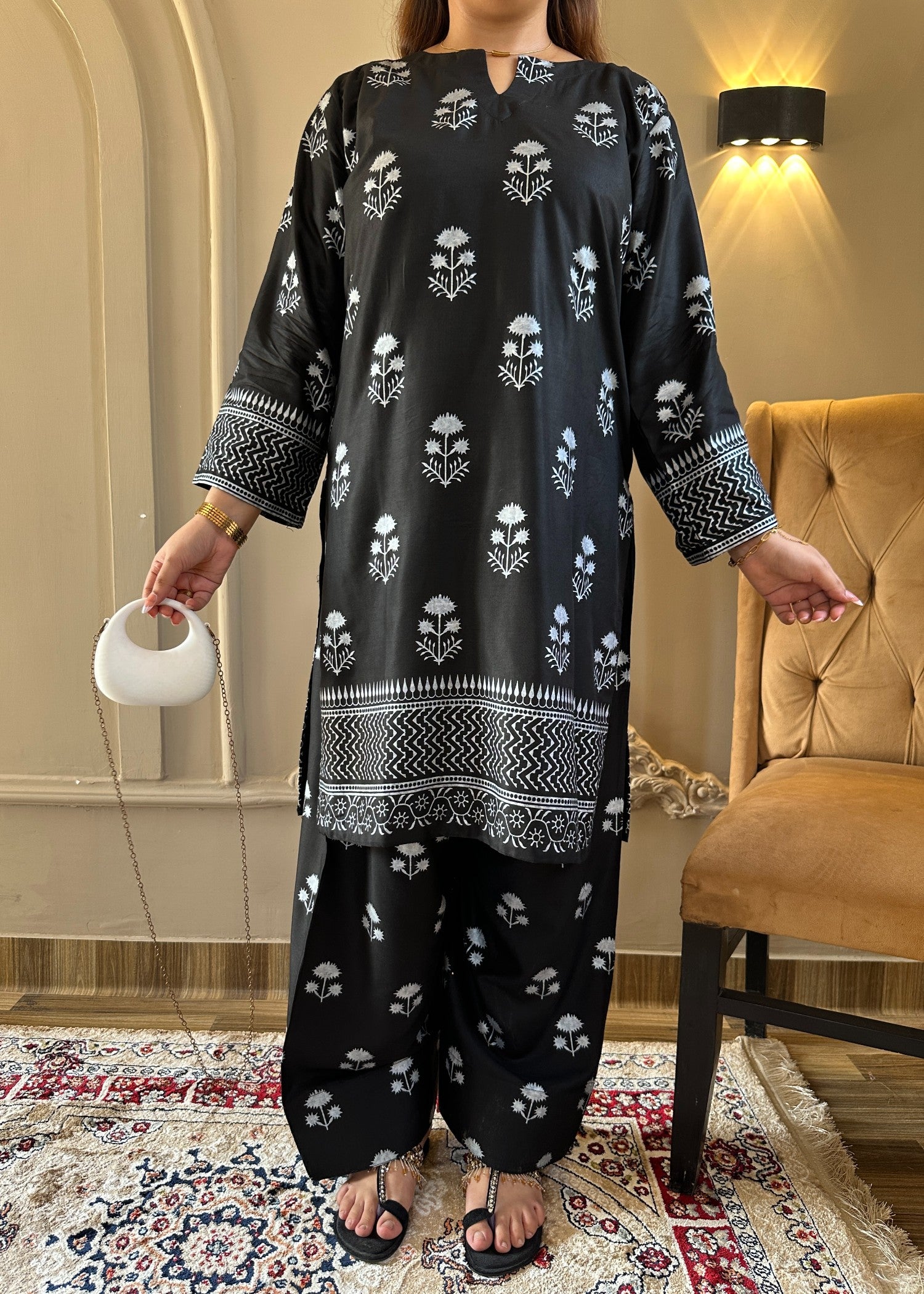 arabic lawn Co Ord Sets in Black