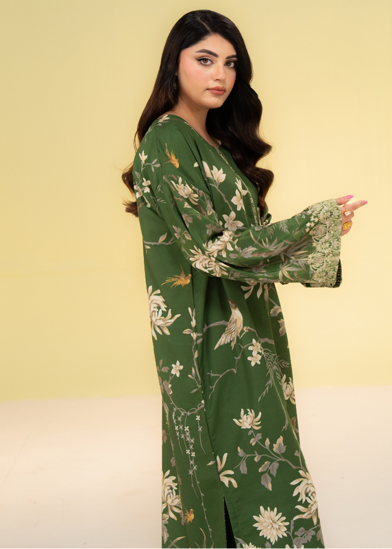 poly lawn Kaftan in Olive green