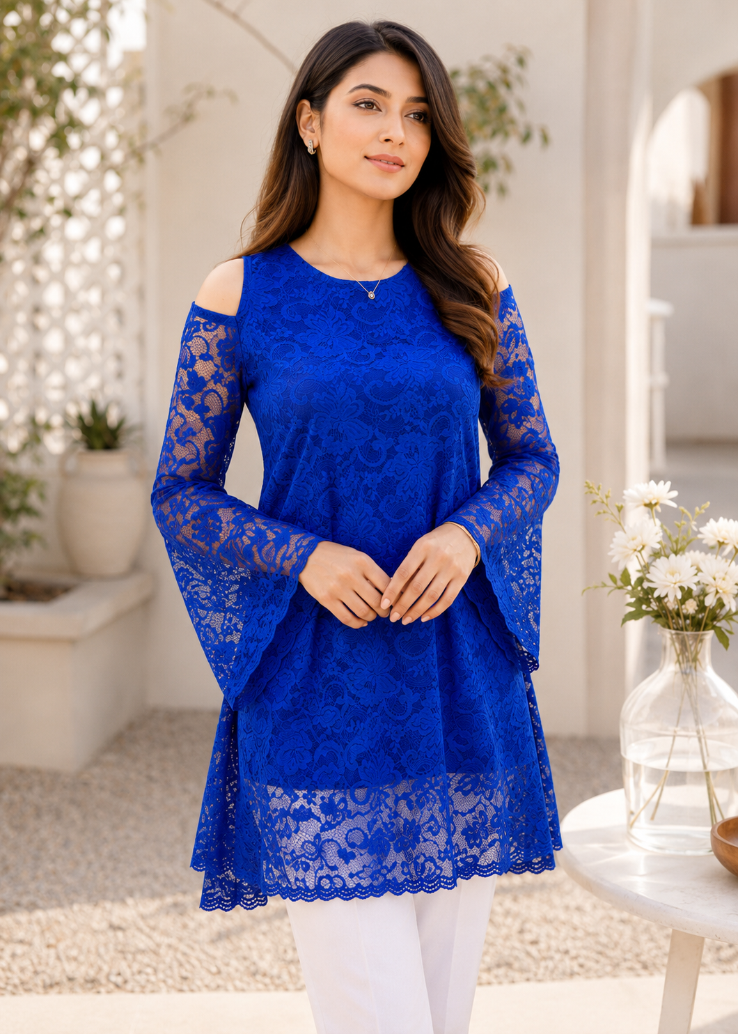 net Tunic in Royal blue