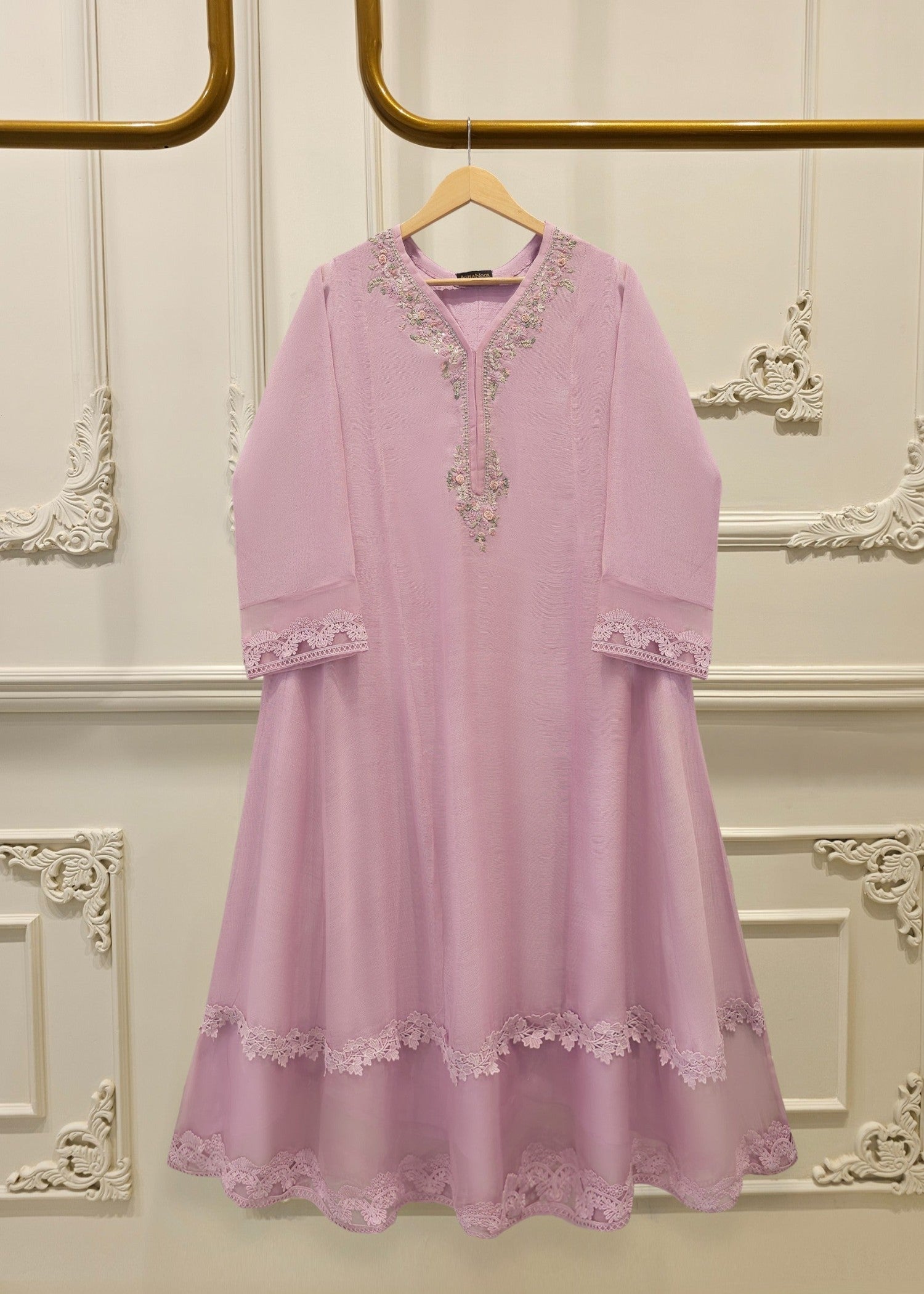 cotton net Pishwas in Lilac