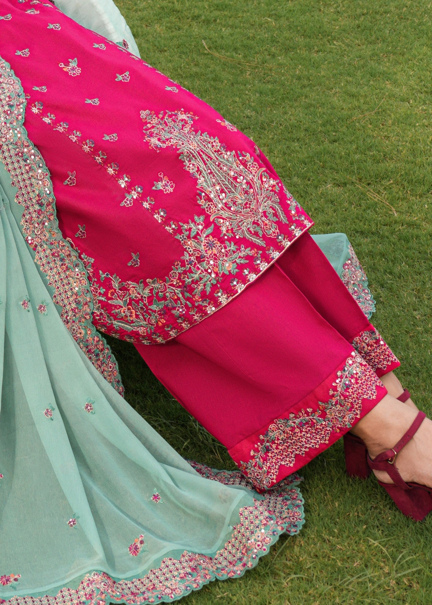 cotton Kurta Set in Shocking pink, powder blue