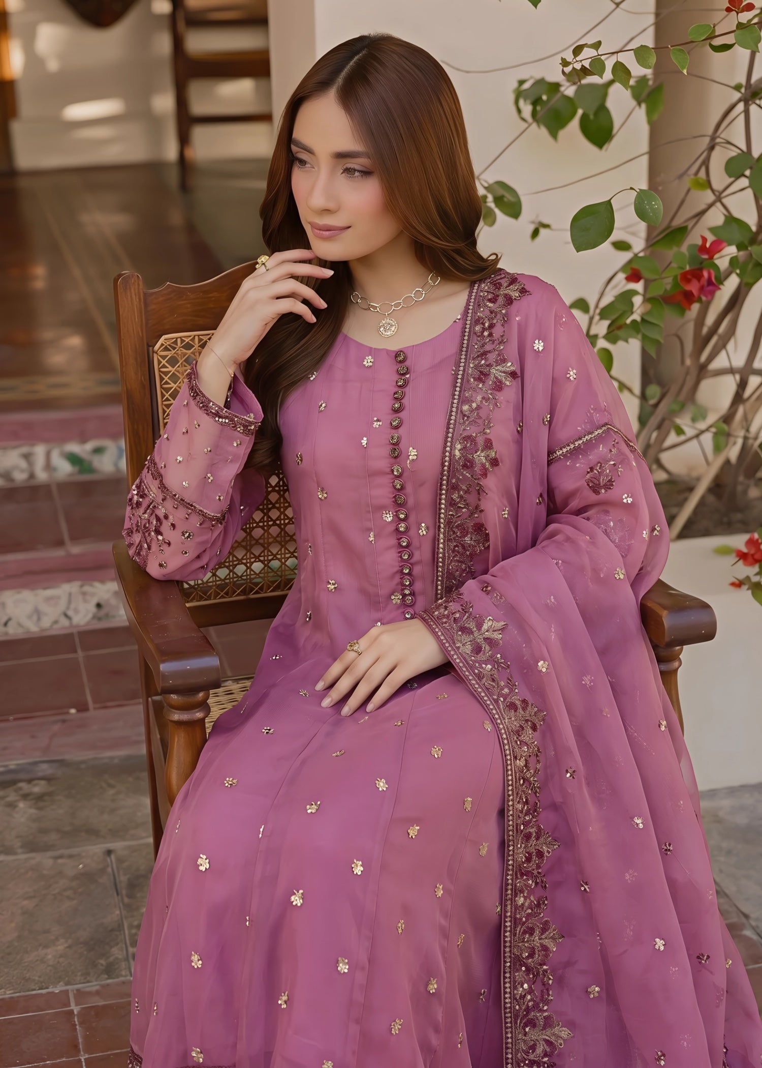 chiffon Maxi in Zinnia pink
