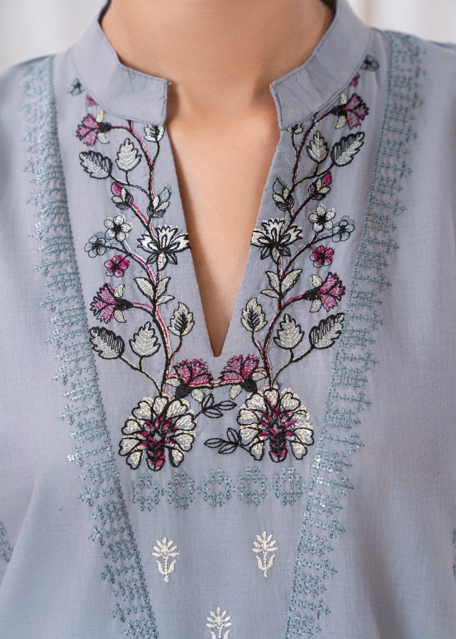cotton Kurta Set in Periwinkle