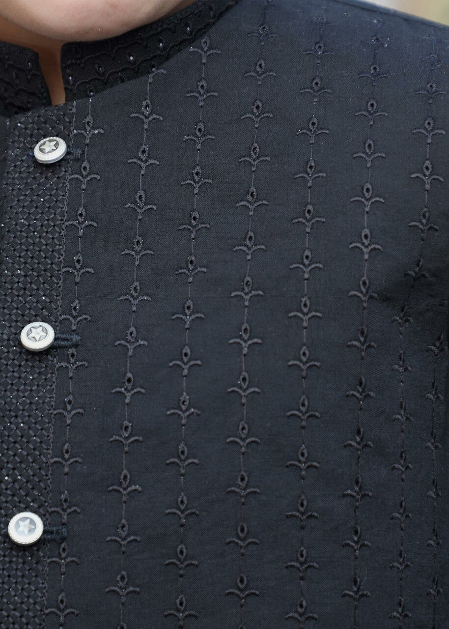 wash & wear Waistcoat in Jet black