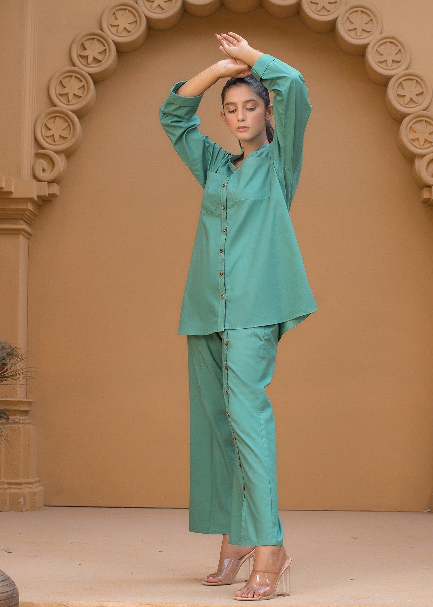 cotton Co ord Sets in Jungle green