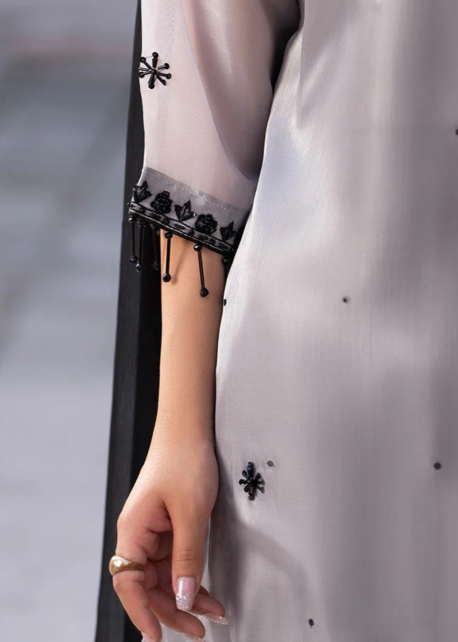 silk Kurta Set in Silver