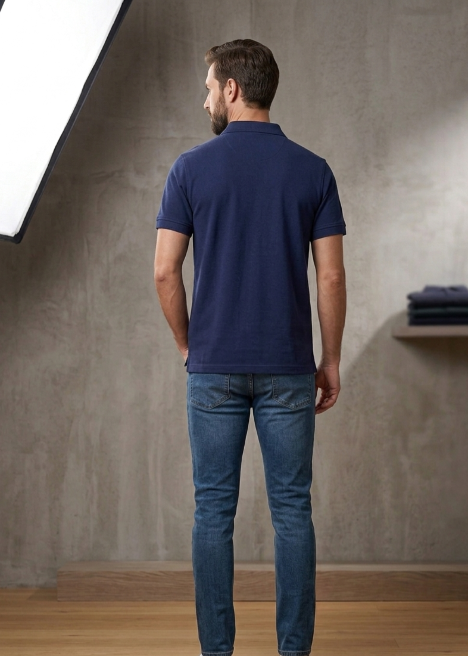 cotton Polo Shirt in Navy blue