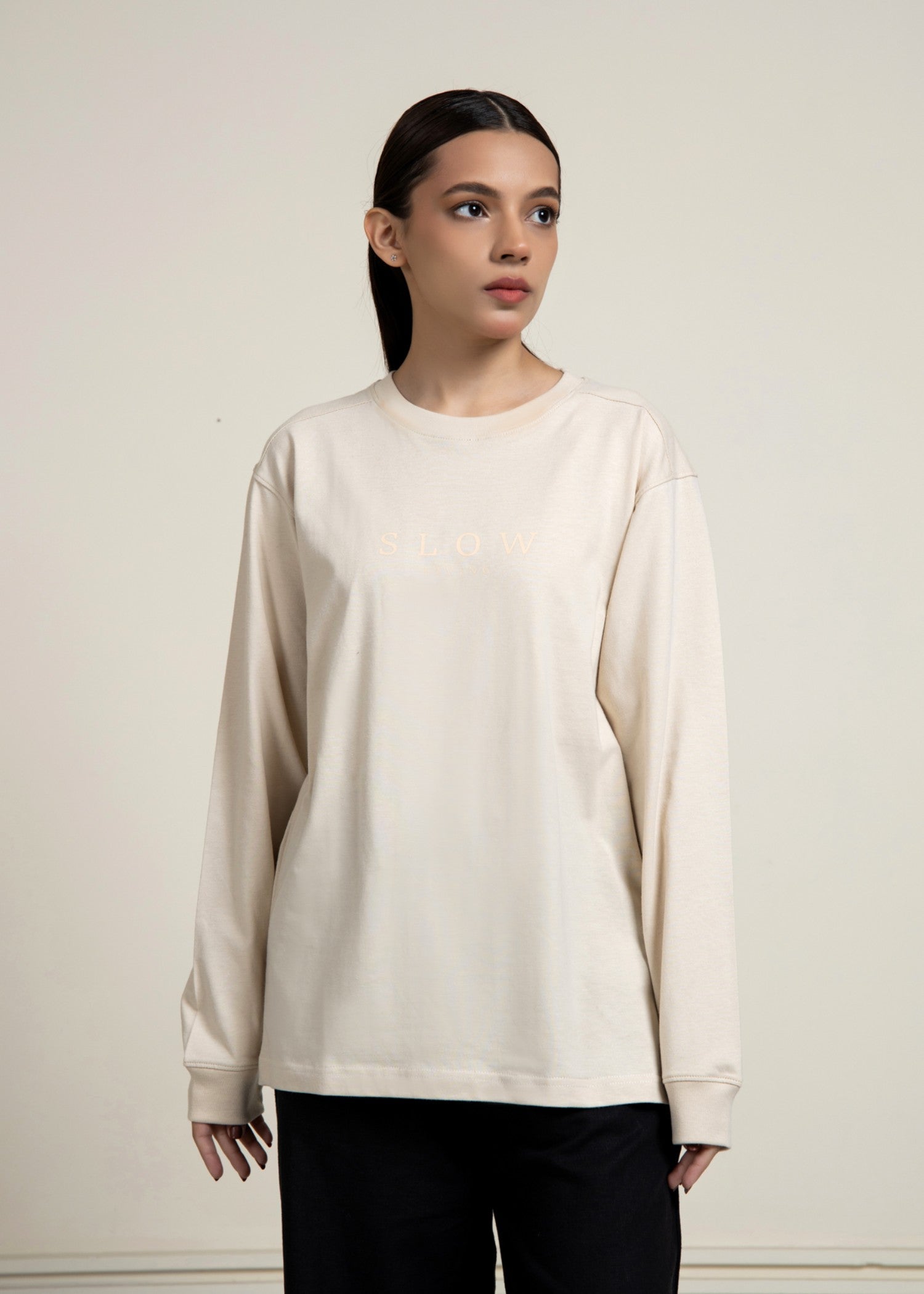 cotton jersey Sweatshirt in Cream