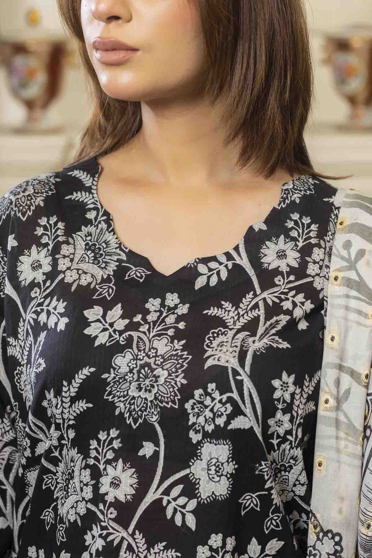 lawn voile Kurta Set in Coal