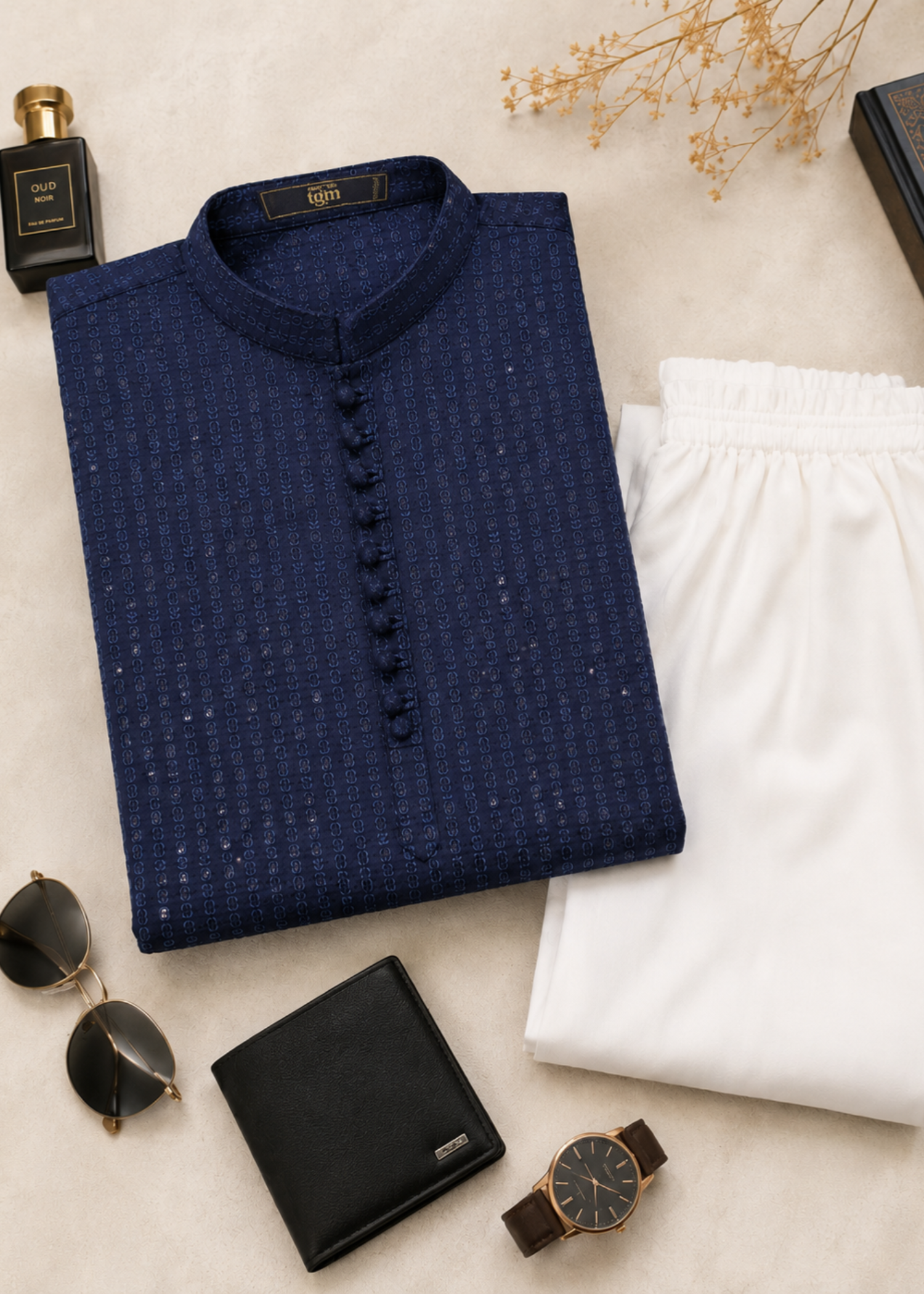 pk raw silk Kurta Set in Navy blue by The Great Masters (TGM)