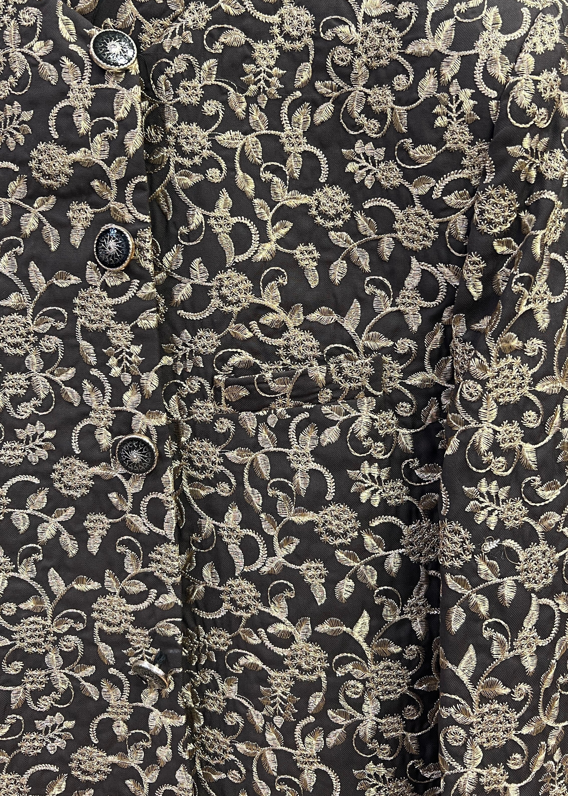 raw silk Prince Coat in Gold, dark brown