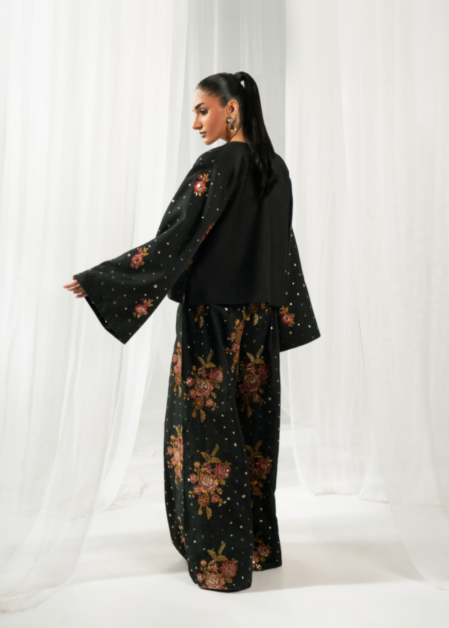 viscose thai silk Co Ord Sets in Black