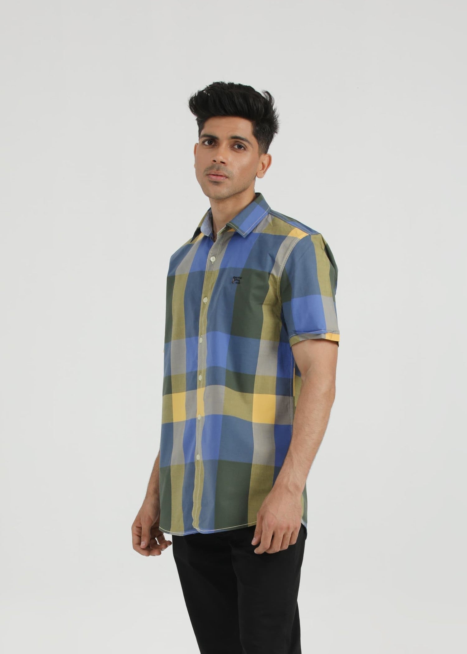 cotton dobby Casual Shirt in Blue