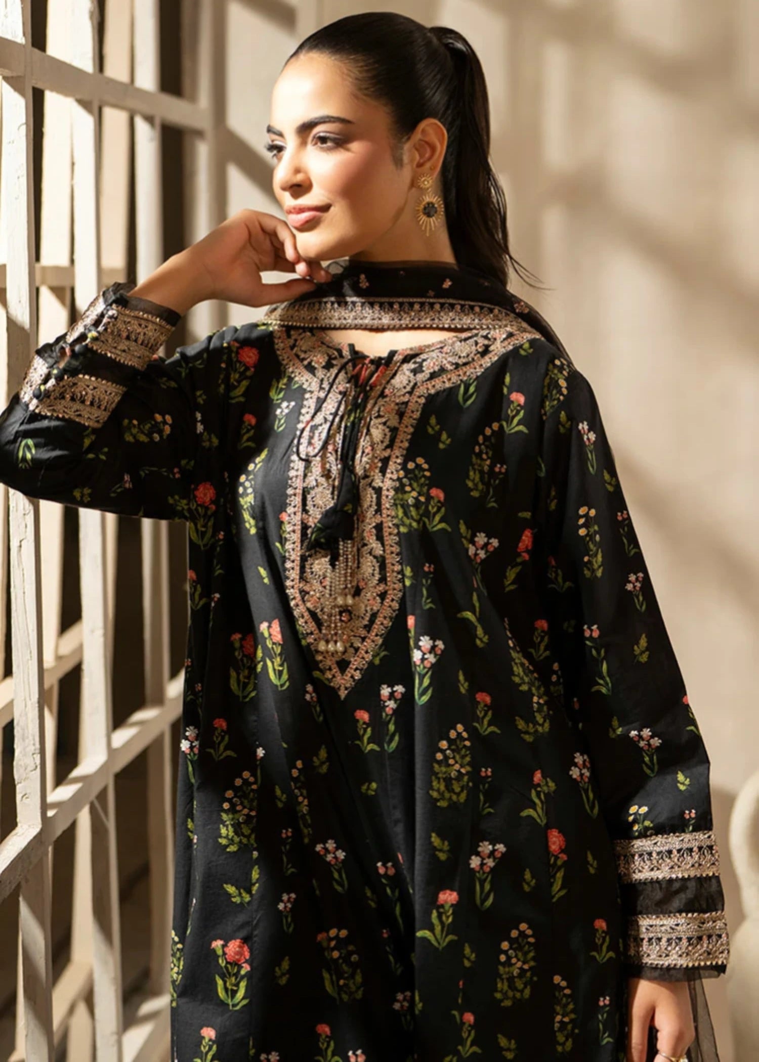 cambric Sharara in Black