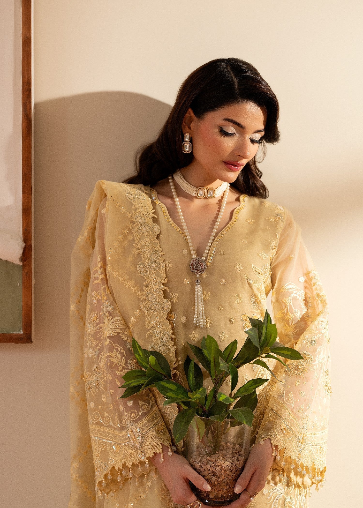 organza Kurta Set in Butter