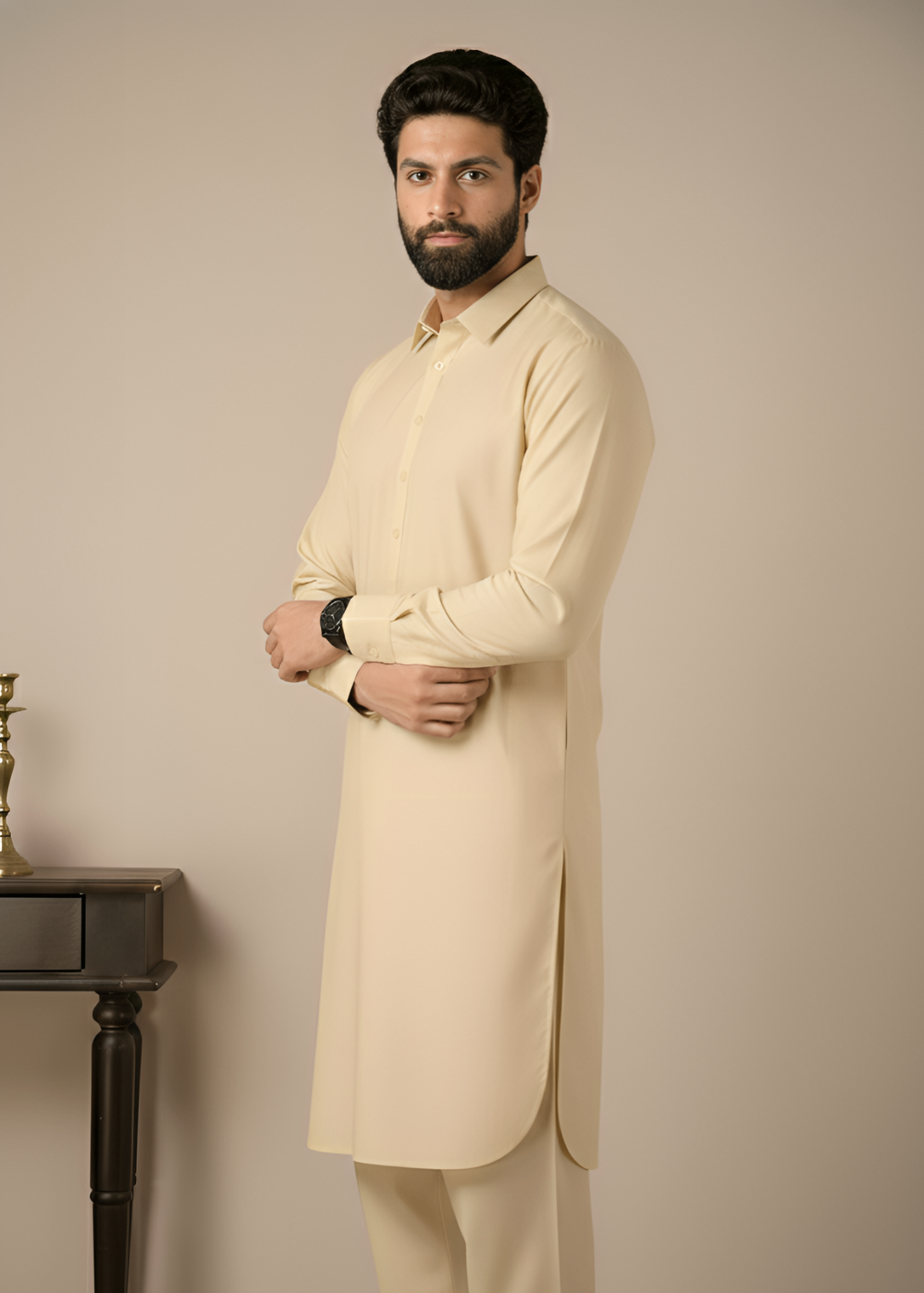 poly viscose Shalwar Kameez in Cream
