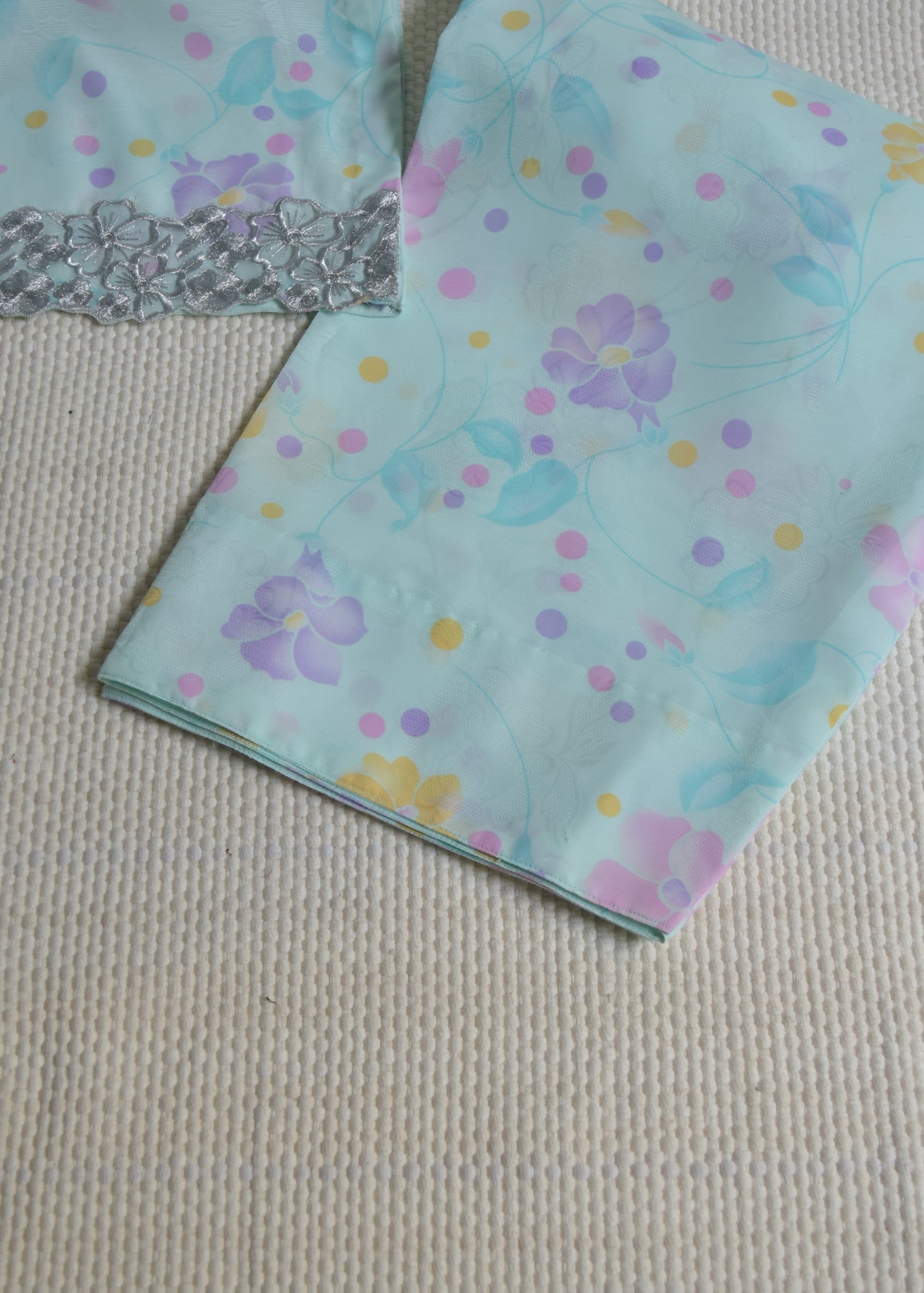 cotton dobby Kurta Set in Ice blue