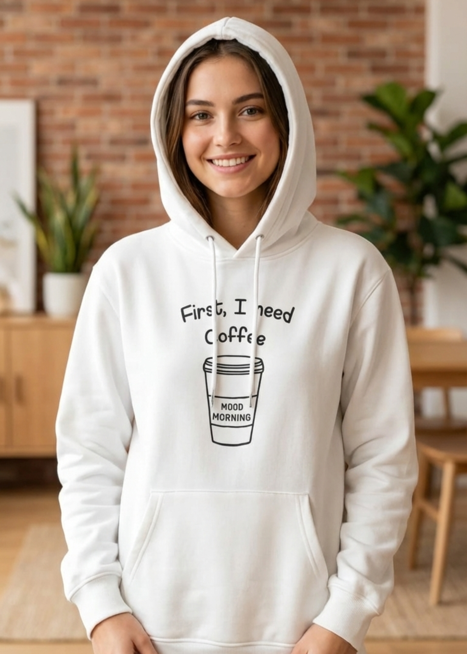 cotton Hoodie in White
