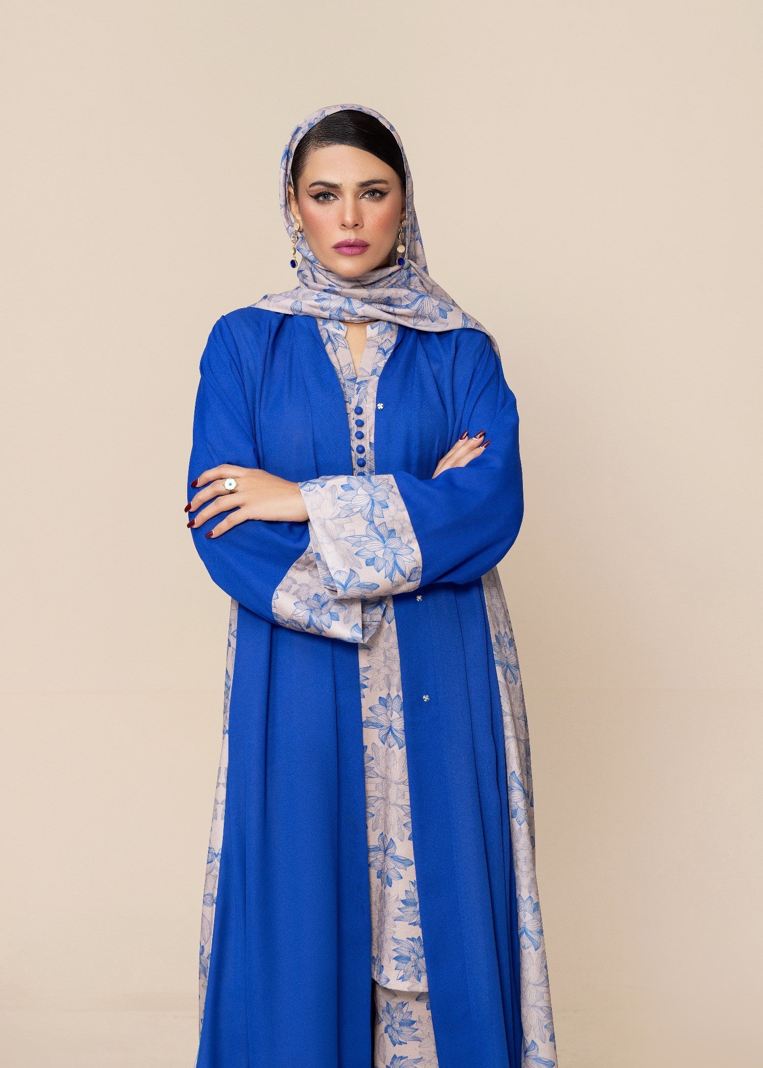 crepe Abaya in Navy blue