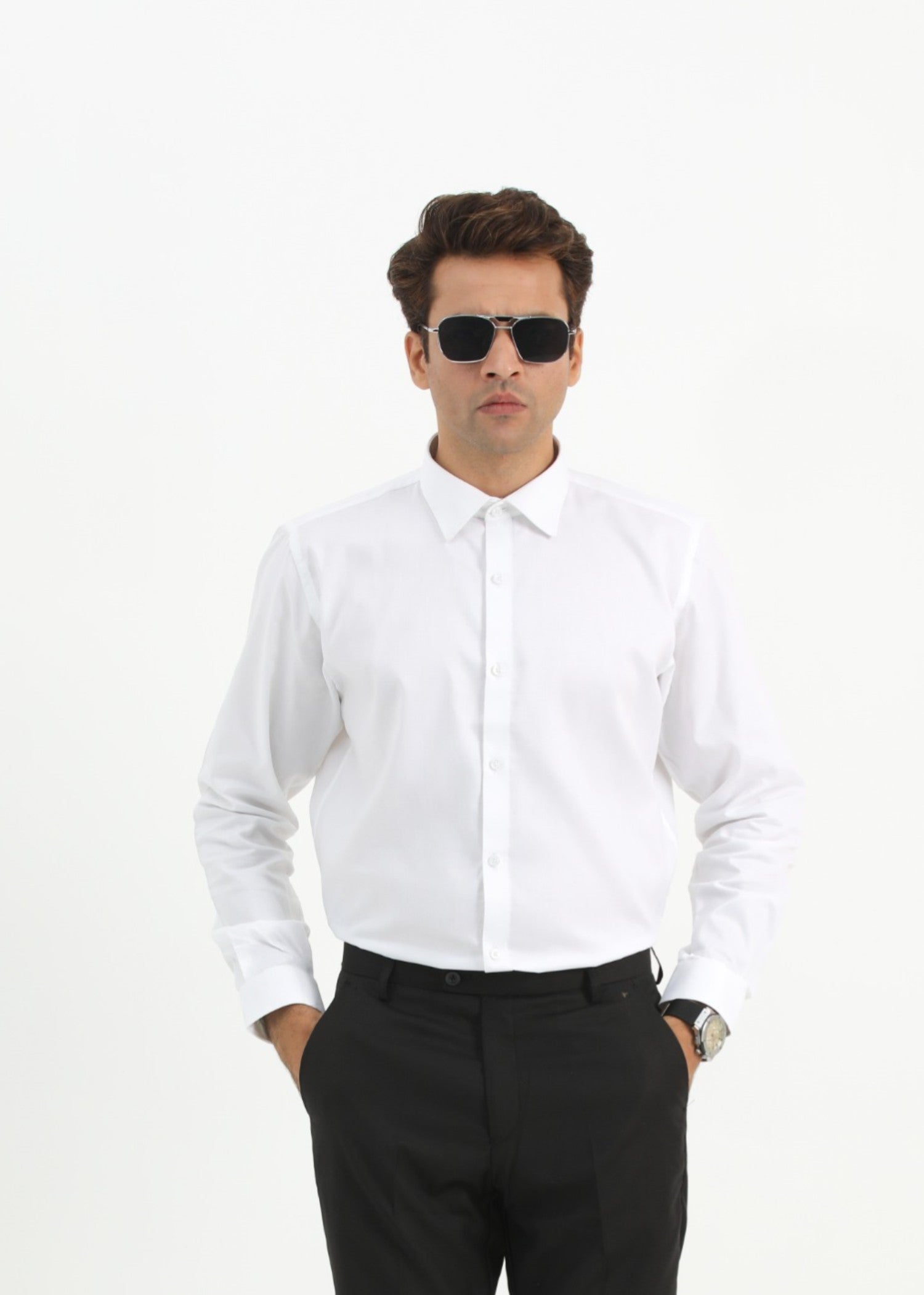 cotton silk Formal Shirt in White