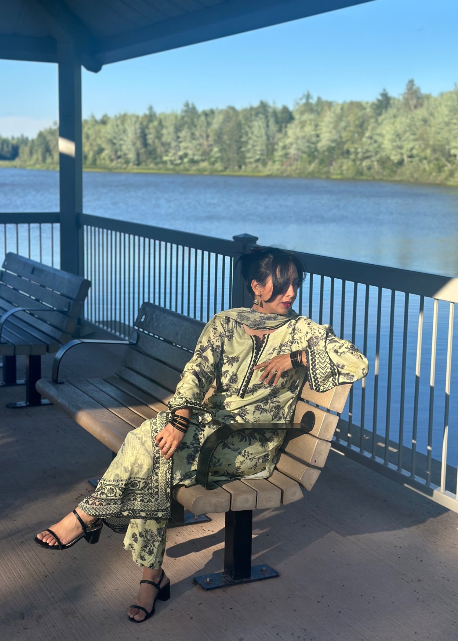 viscose raw silk Kurta Set in Sage green