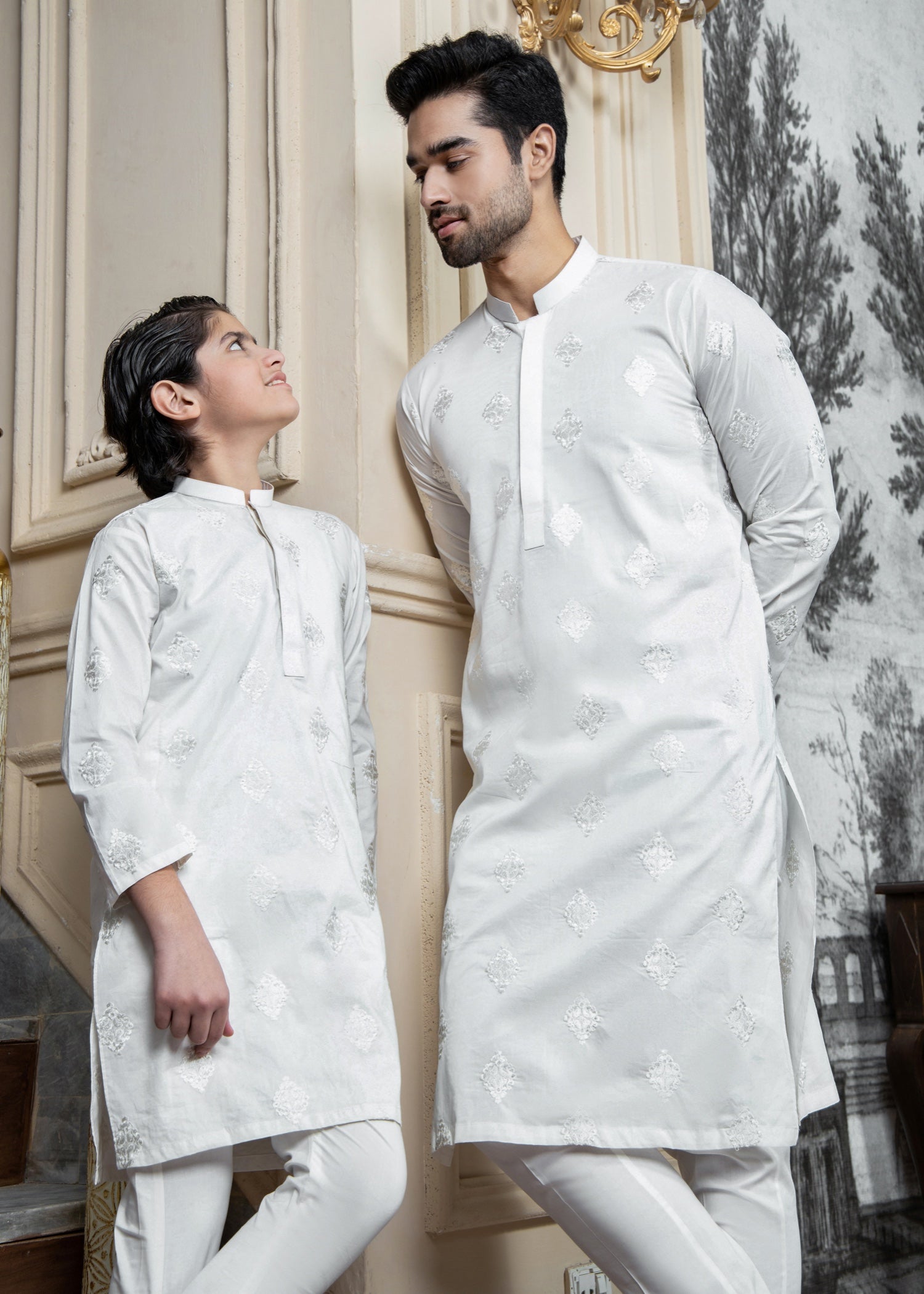 cotton Kurta Set in Off-white