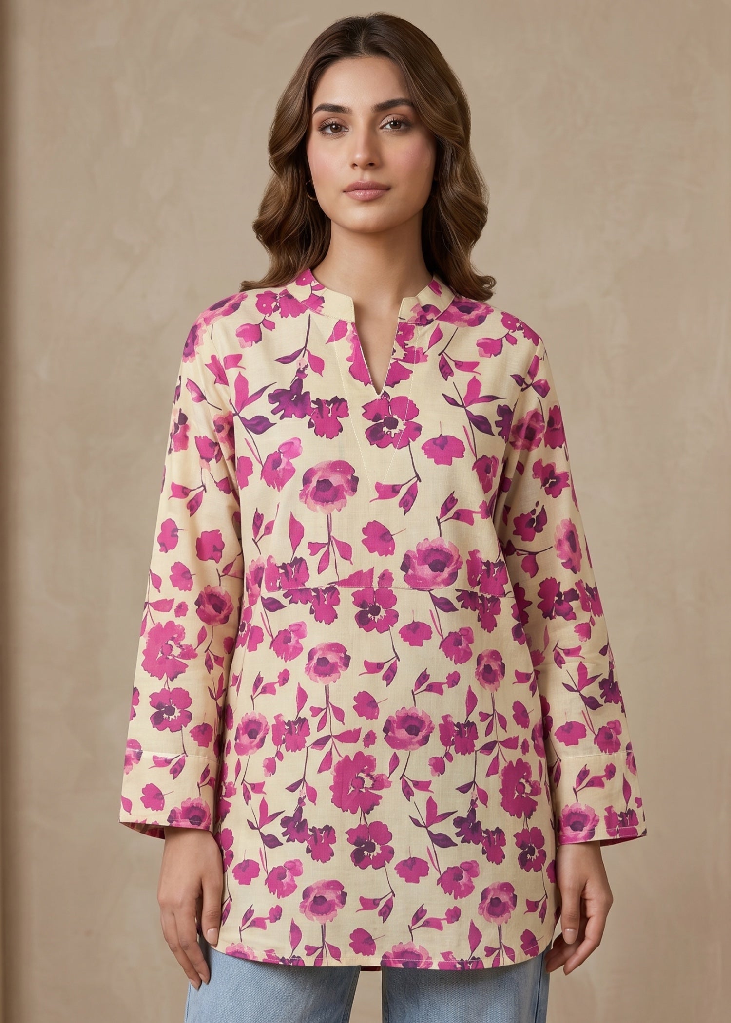 lawn cotton Kurti in Cream