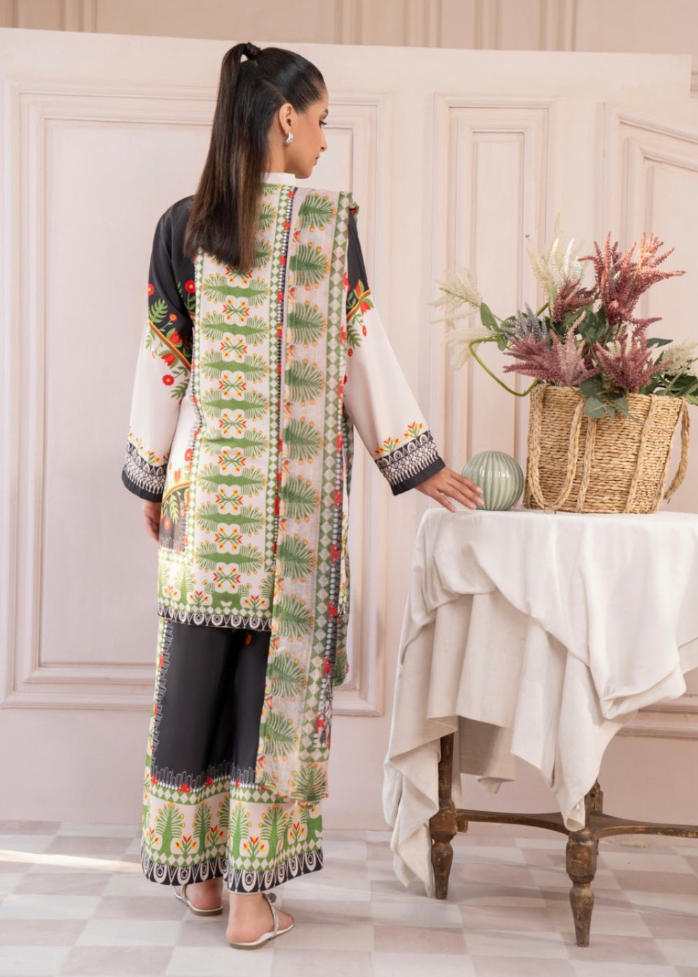 slub cambric Kurta Set in Off-white