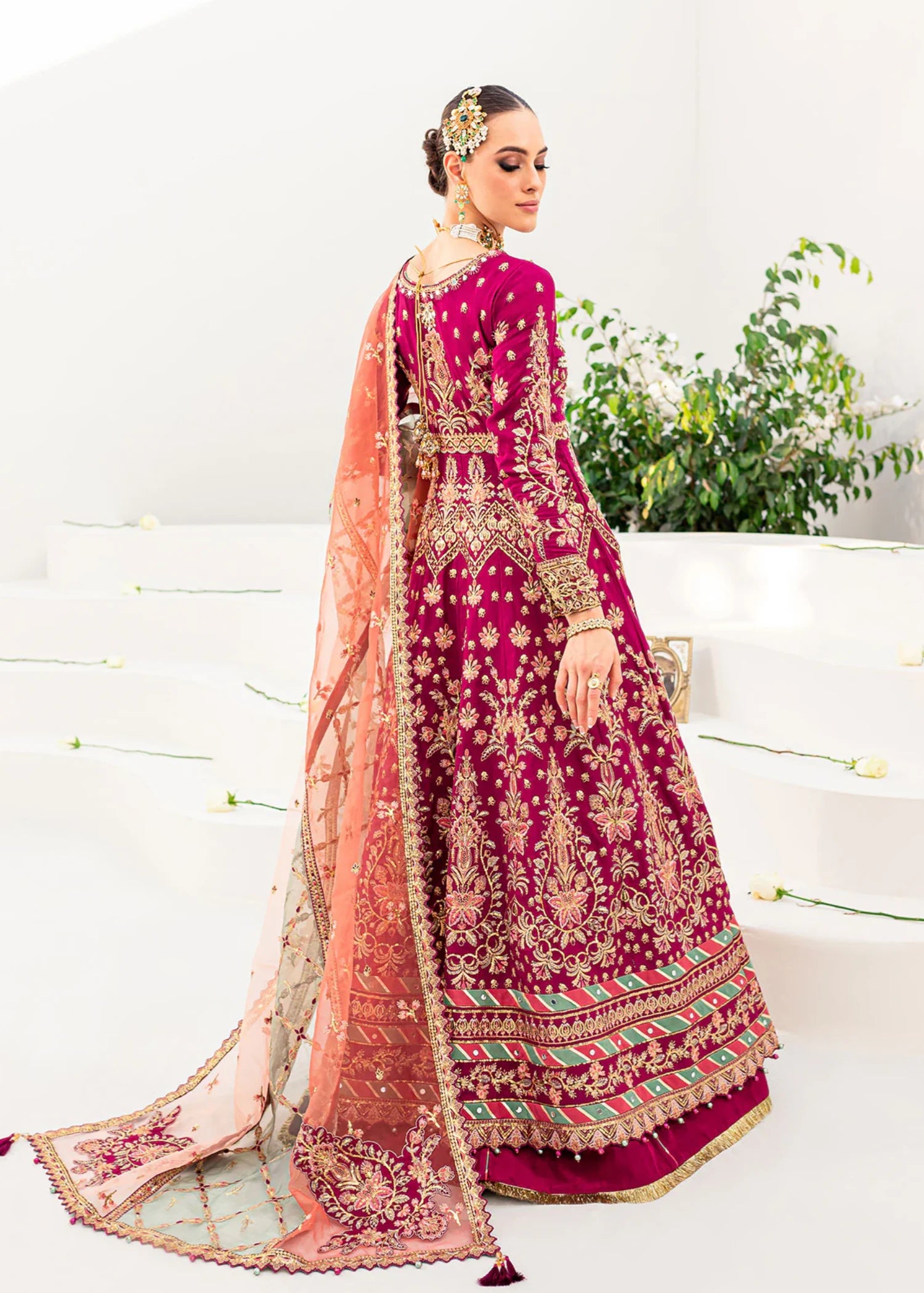 raw silk Pishwas in Purple