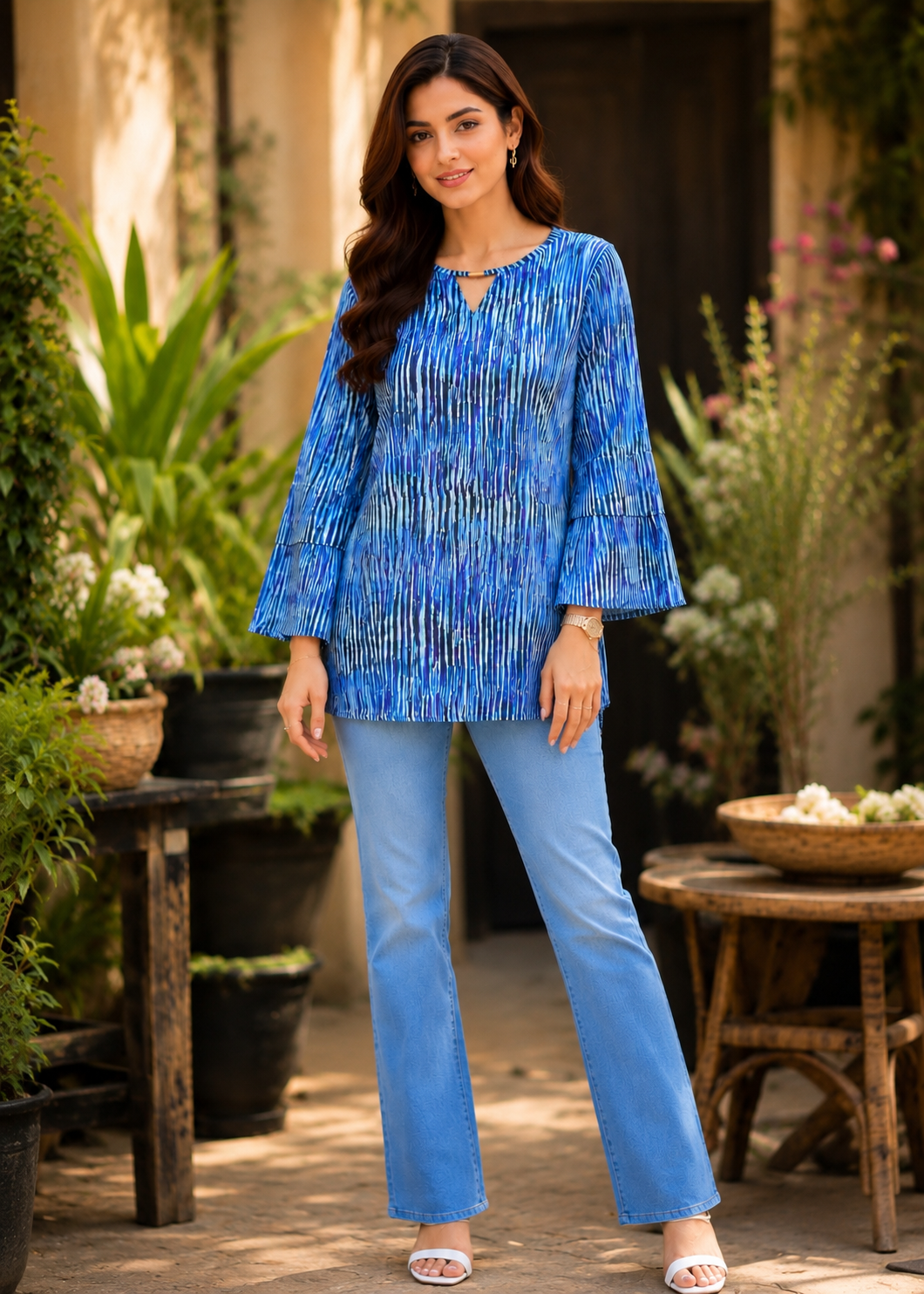 lawn cotton Tunic in Multi