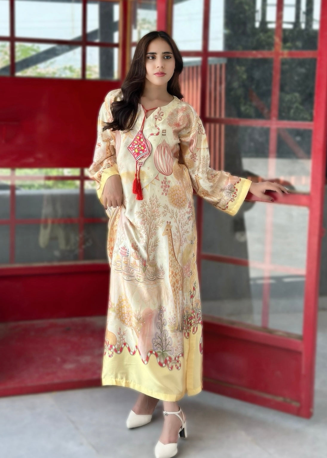 pk charmuse silk Kaftan in Butter