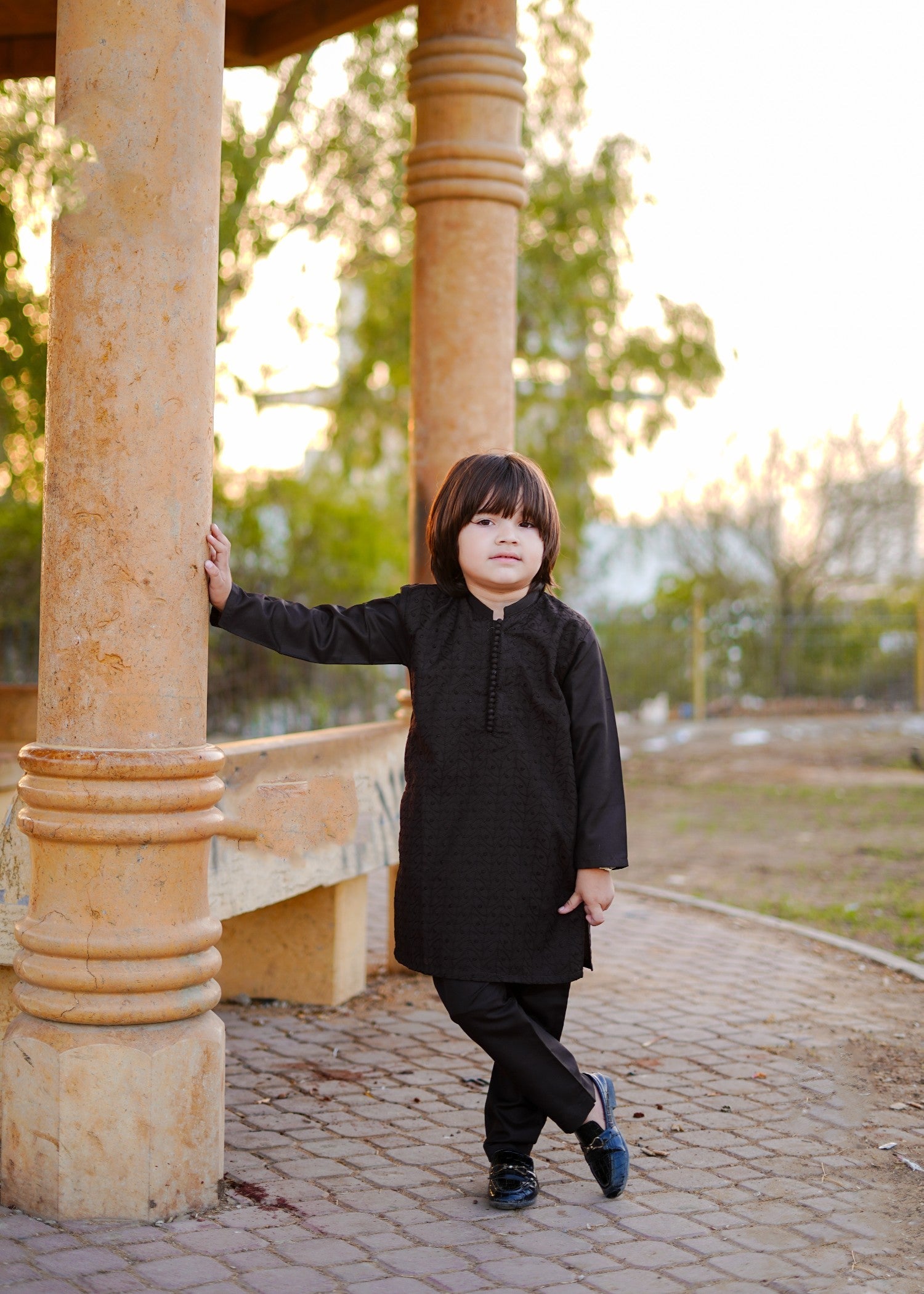 cotton Kurta Set in Dark brown
