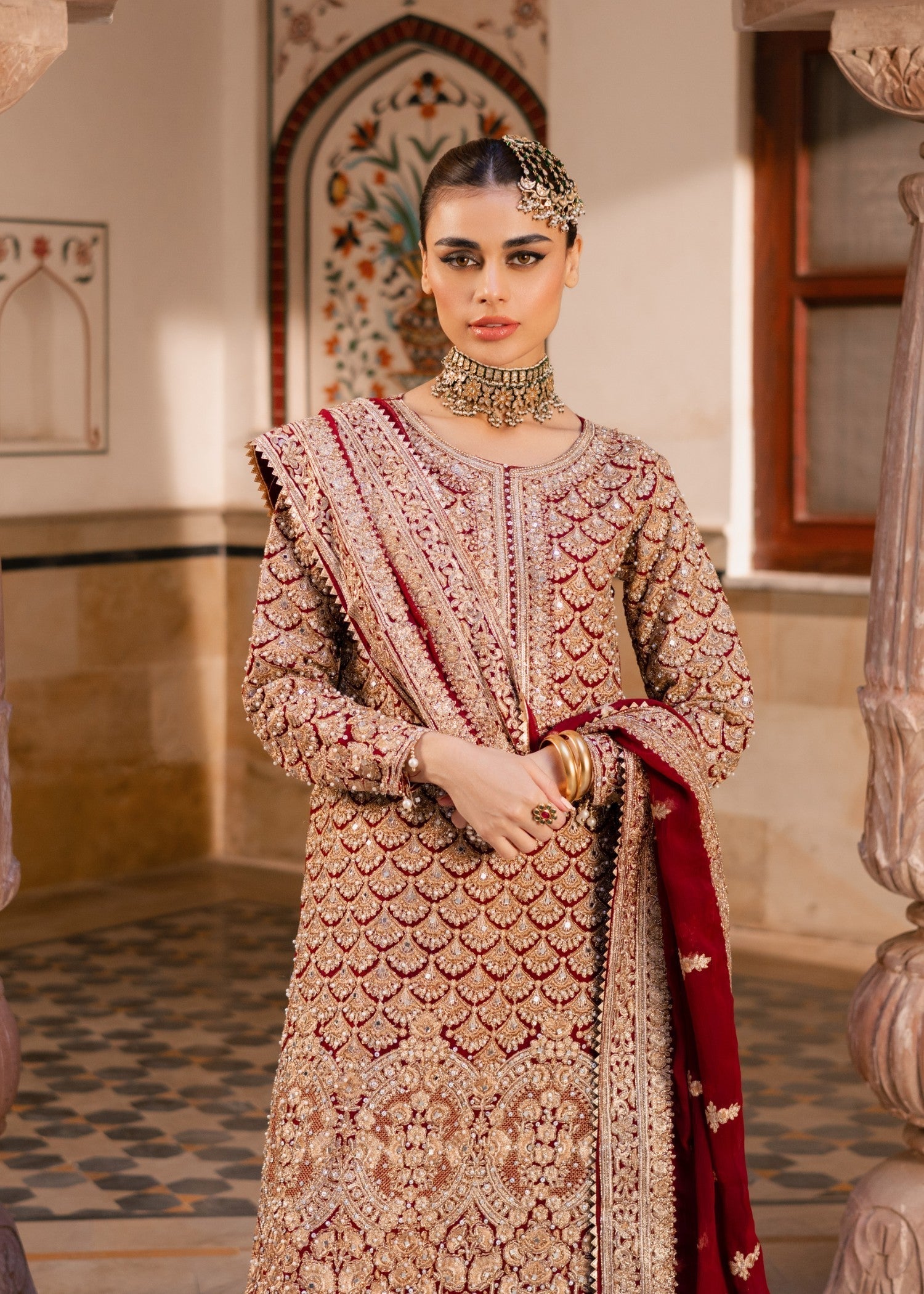 chiffon Gharara in Red