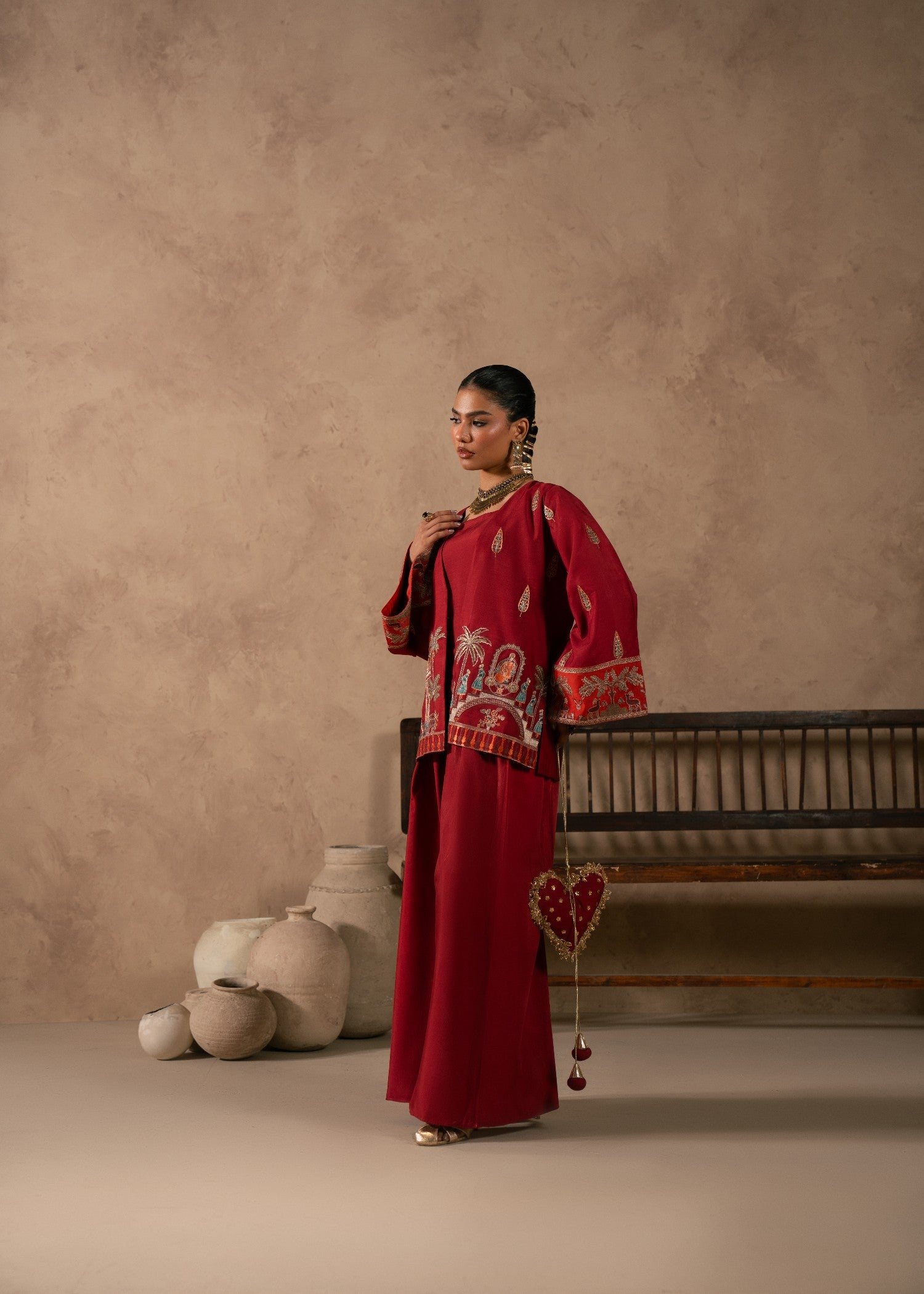 viscose thai silk Jacket in Maroon