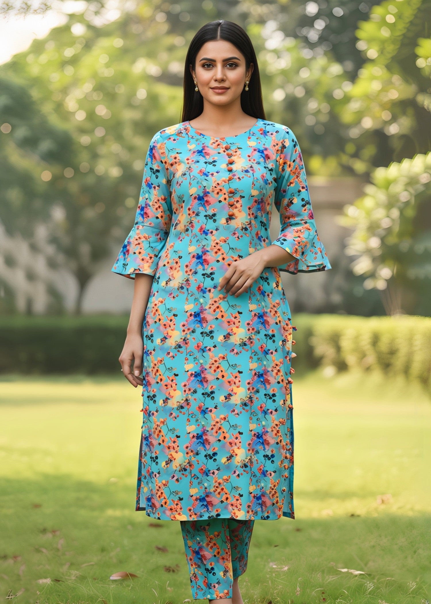 cotton Co Ord Sets in Multi, baby blue