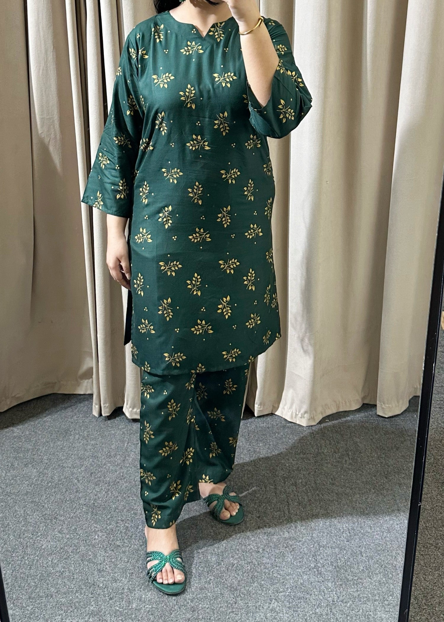 linen Co Ord Sets in Bottle green