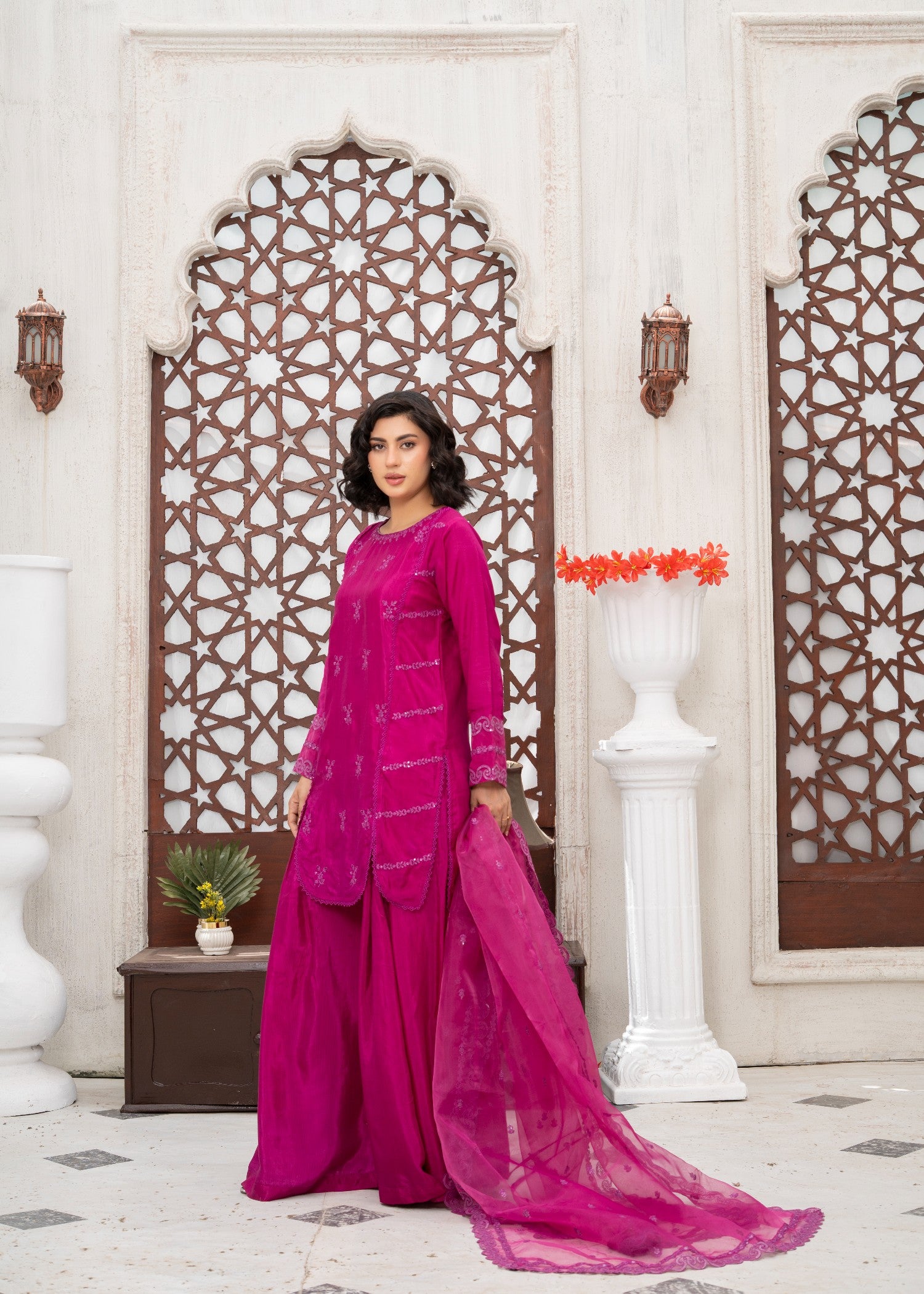 raw silk Sharara in Purple
