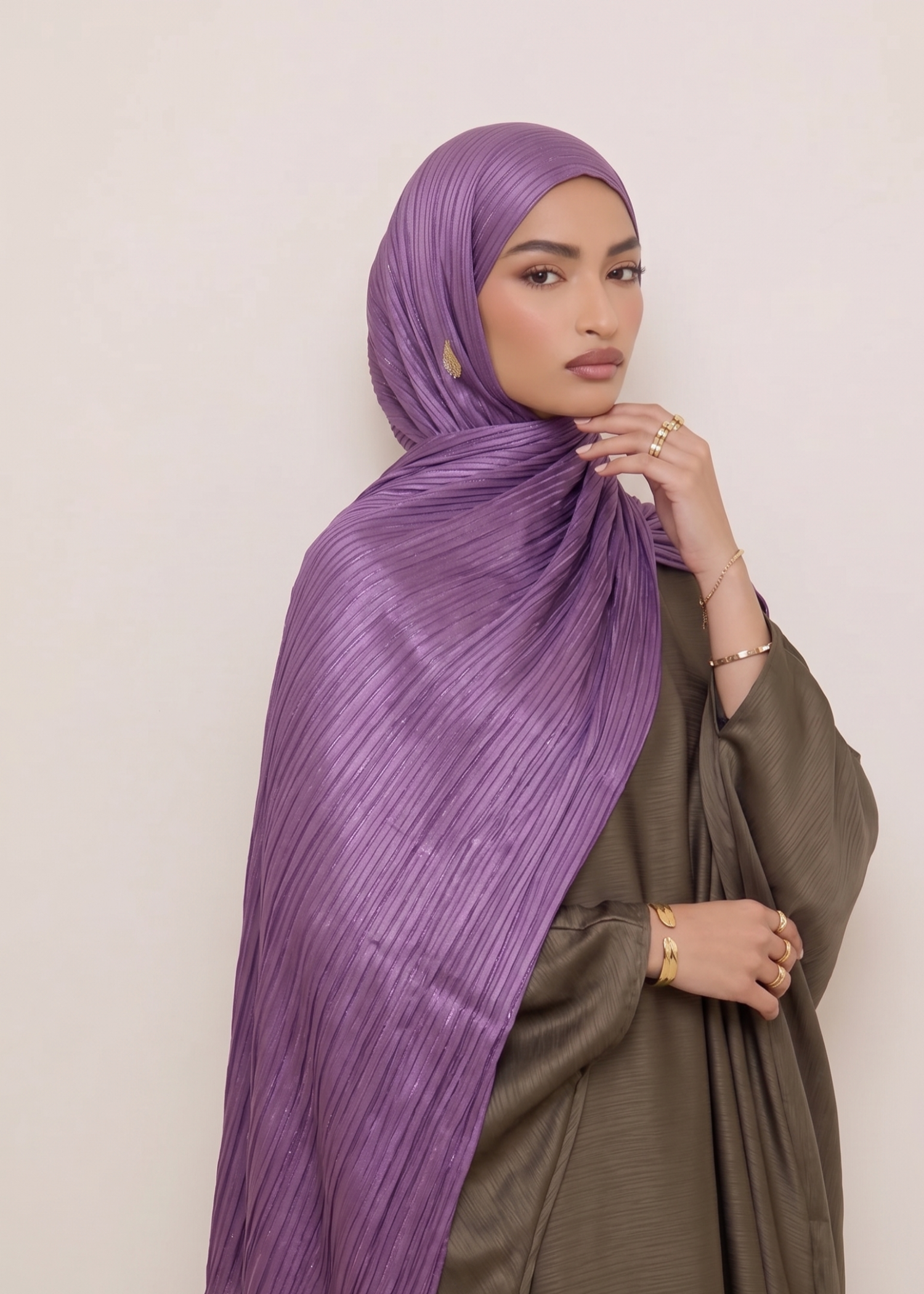 crinkle Hijab in Electric purple