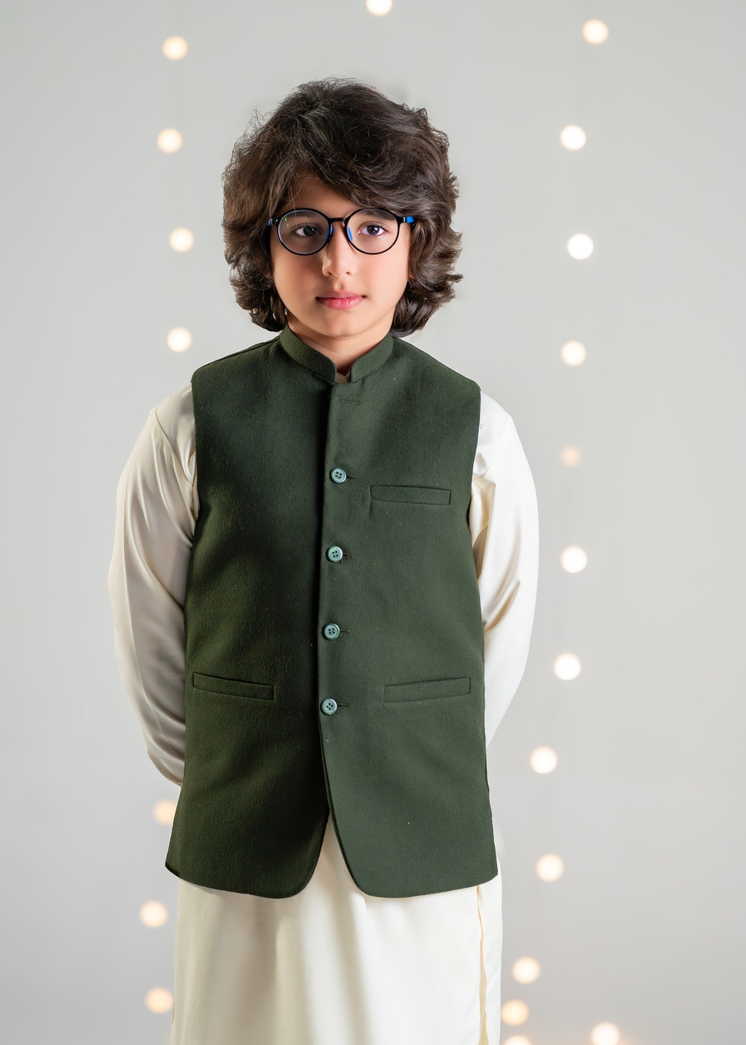 cotton Waistcoat in Forest green
