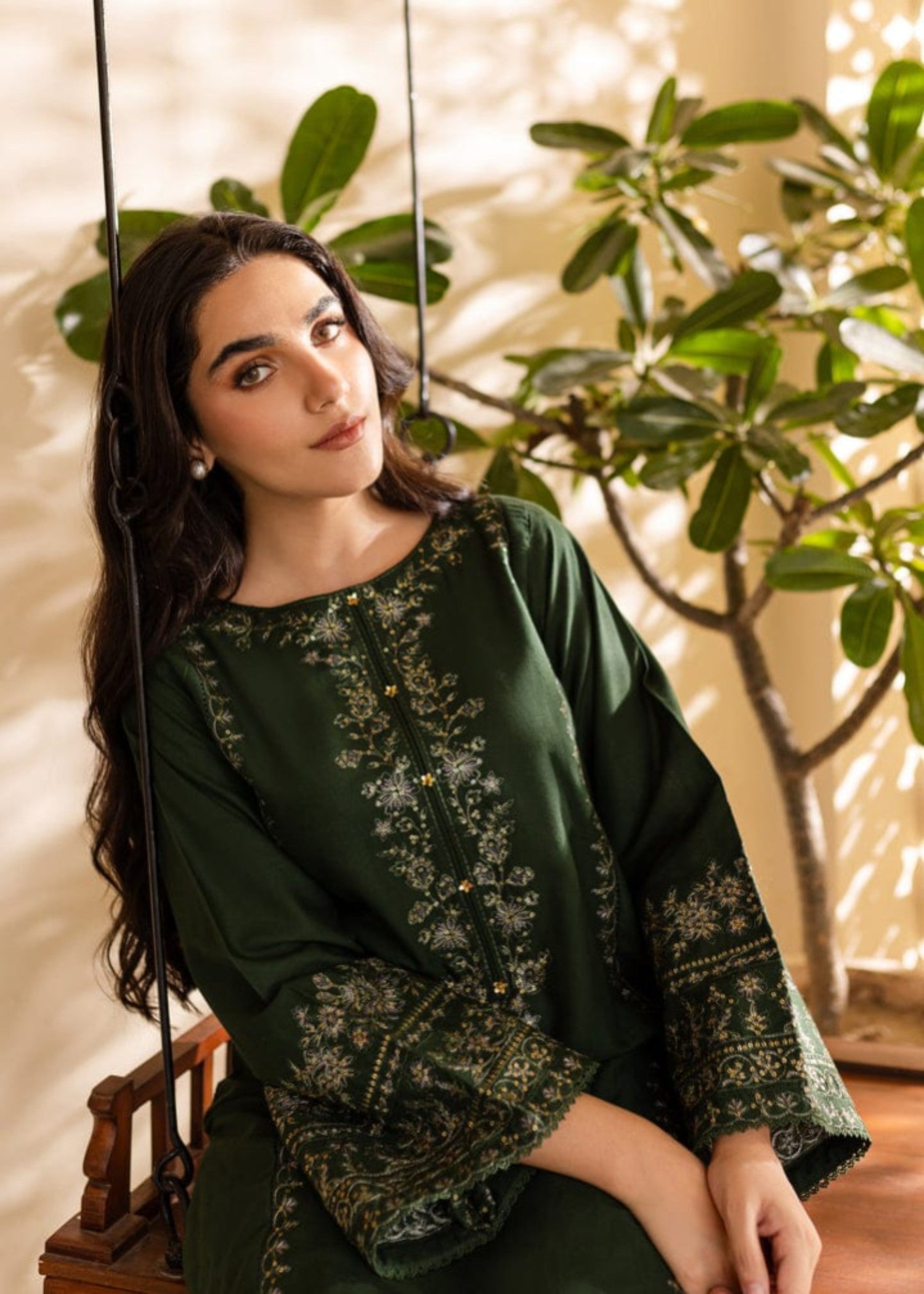 linen Kurta Set in Green