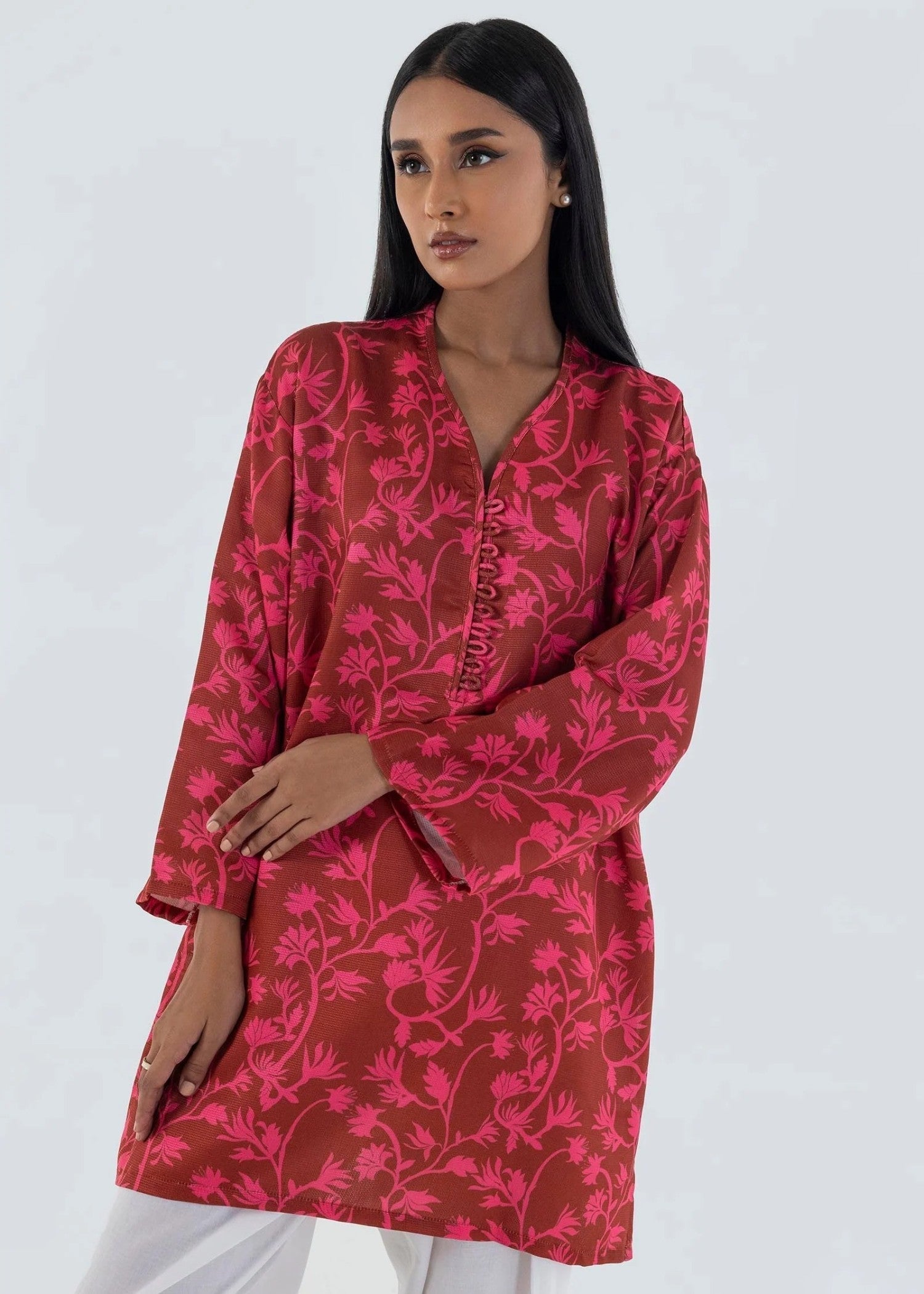 cotton net Kurti in Red