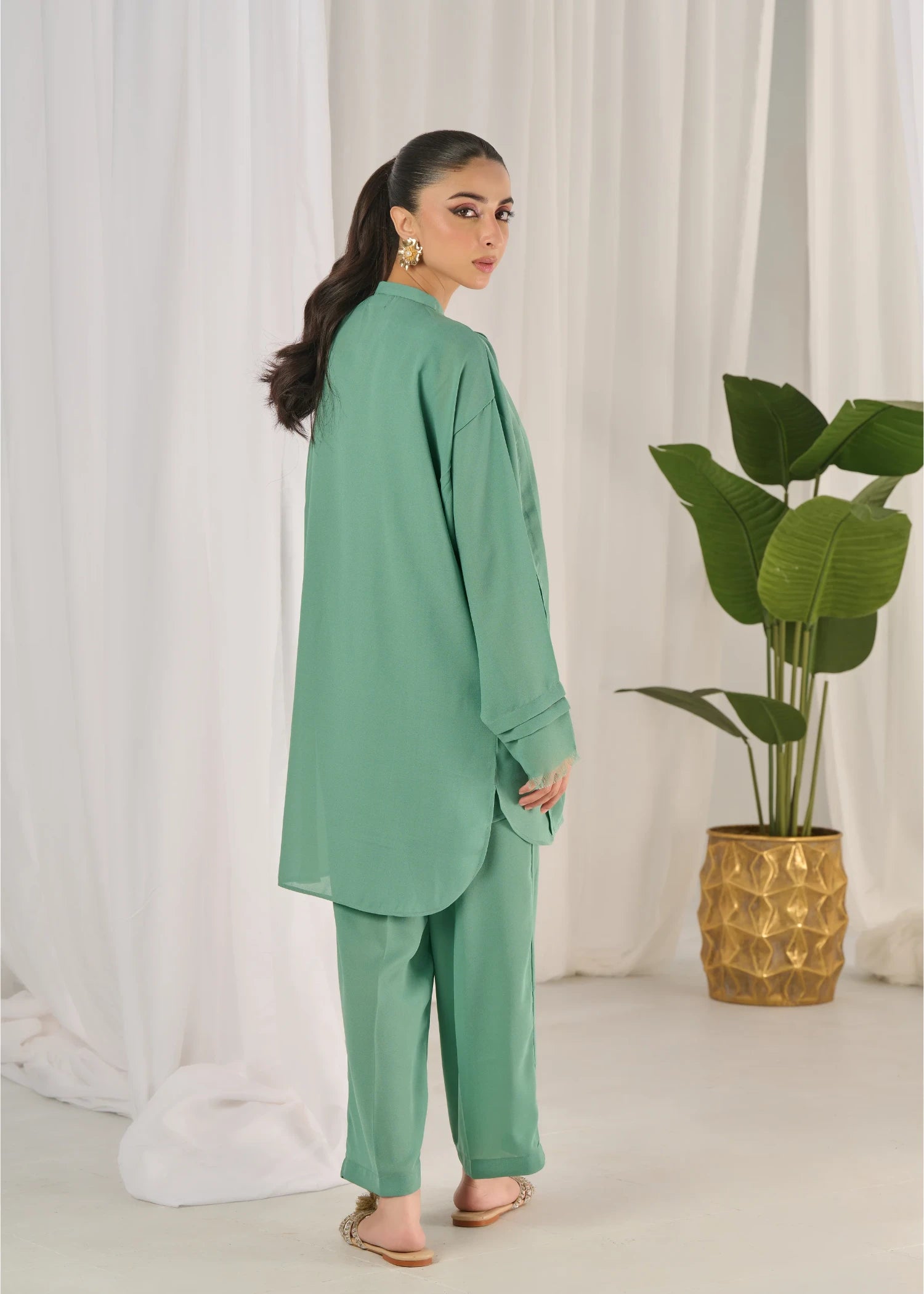 crepe georgette Co ord Sets in Teal