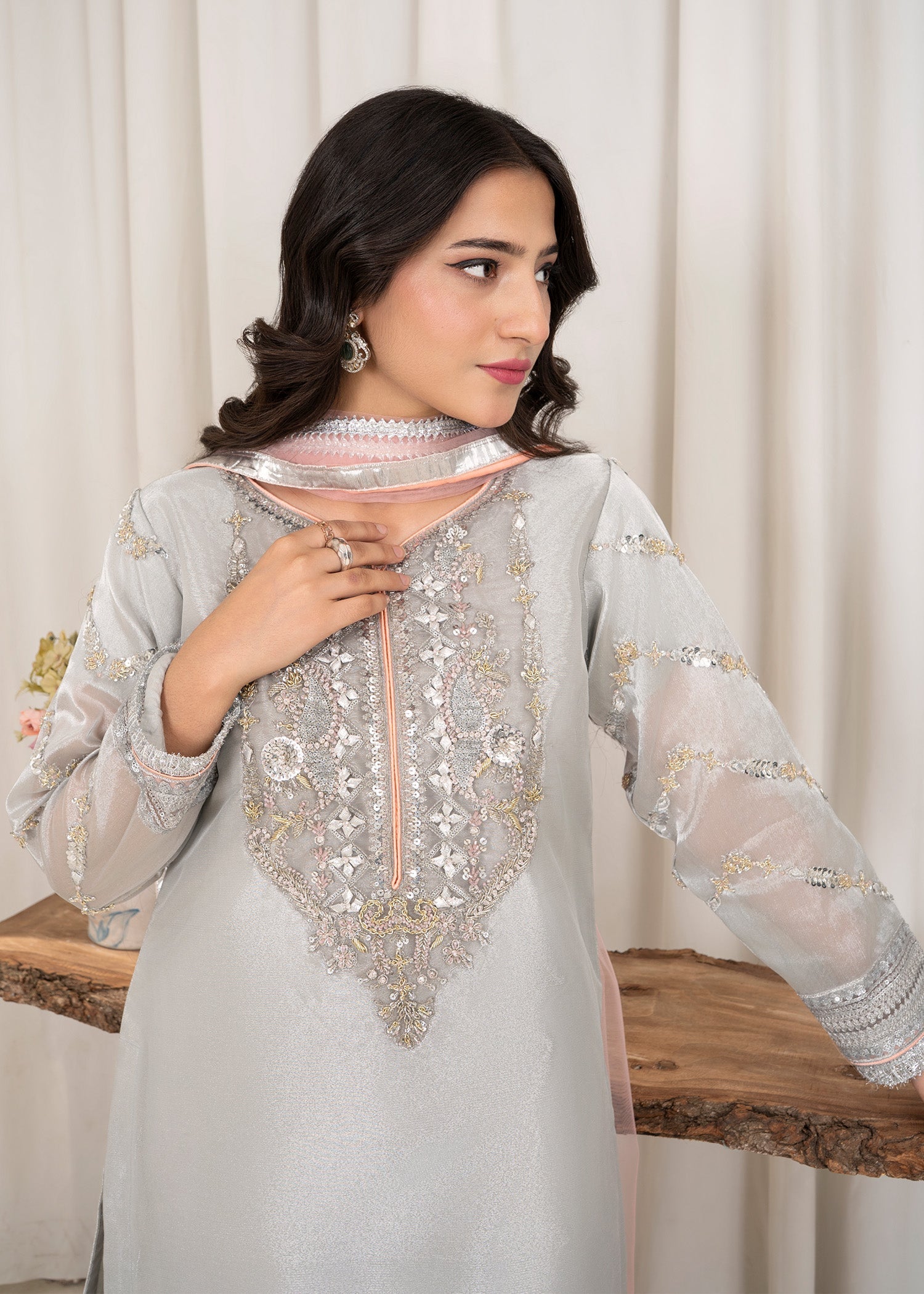 tissue Sharara in Slate grey