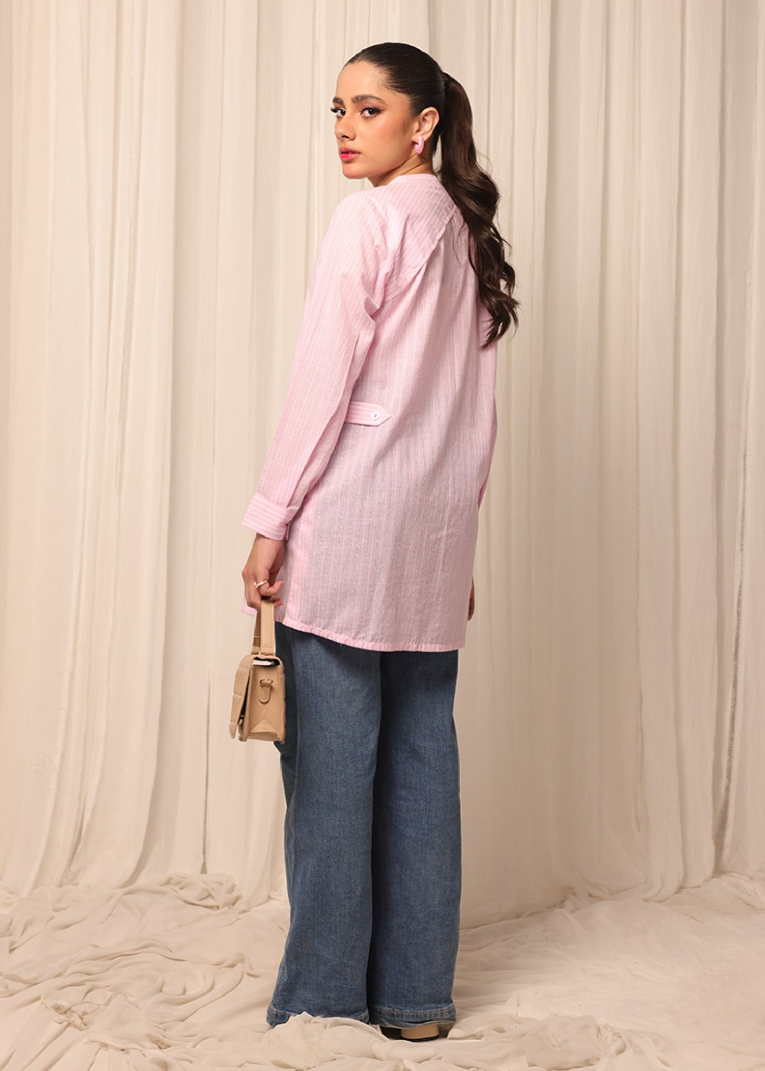 yarn dyed Kurti in Pink