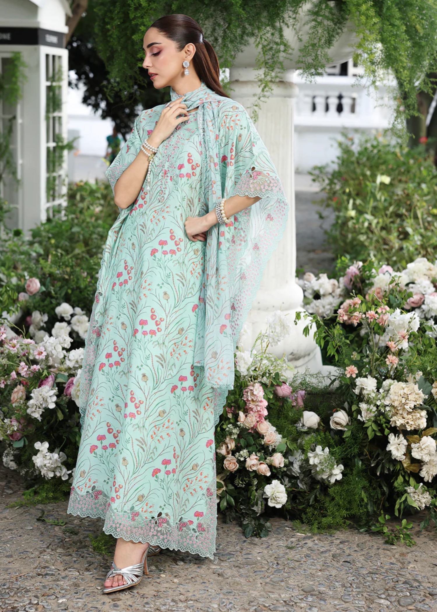 lawn Kaftan in Aquamarine