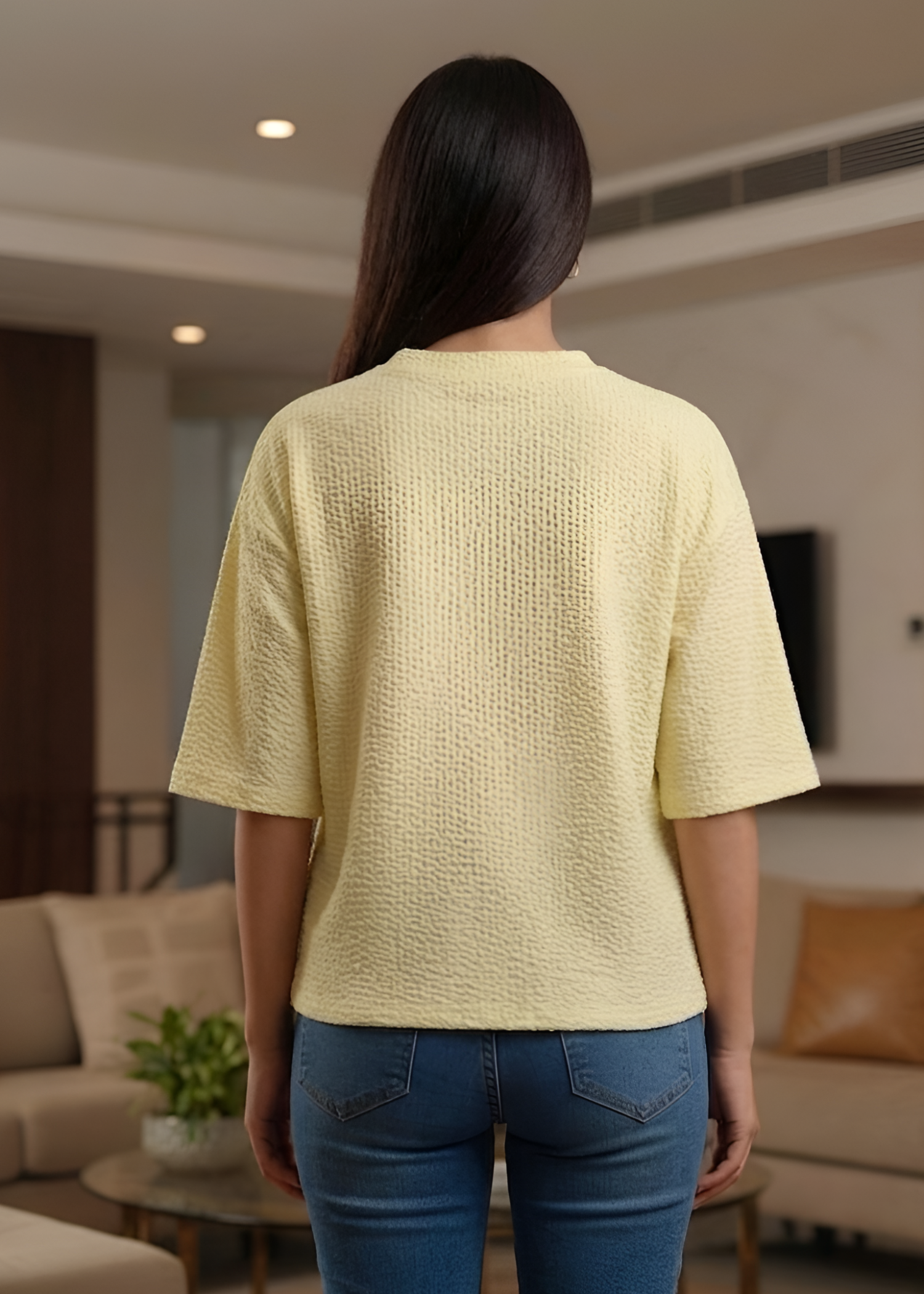 cotton T Shirt in Lemon chiffon